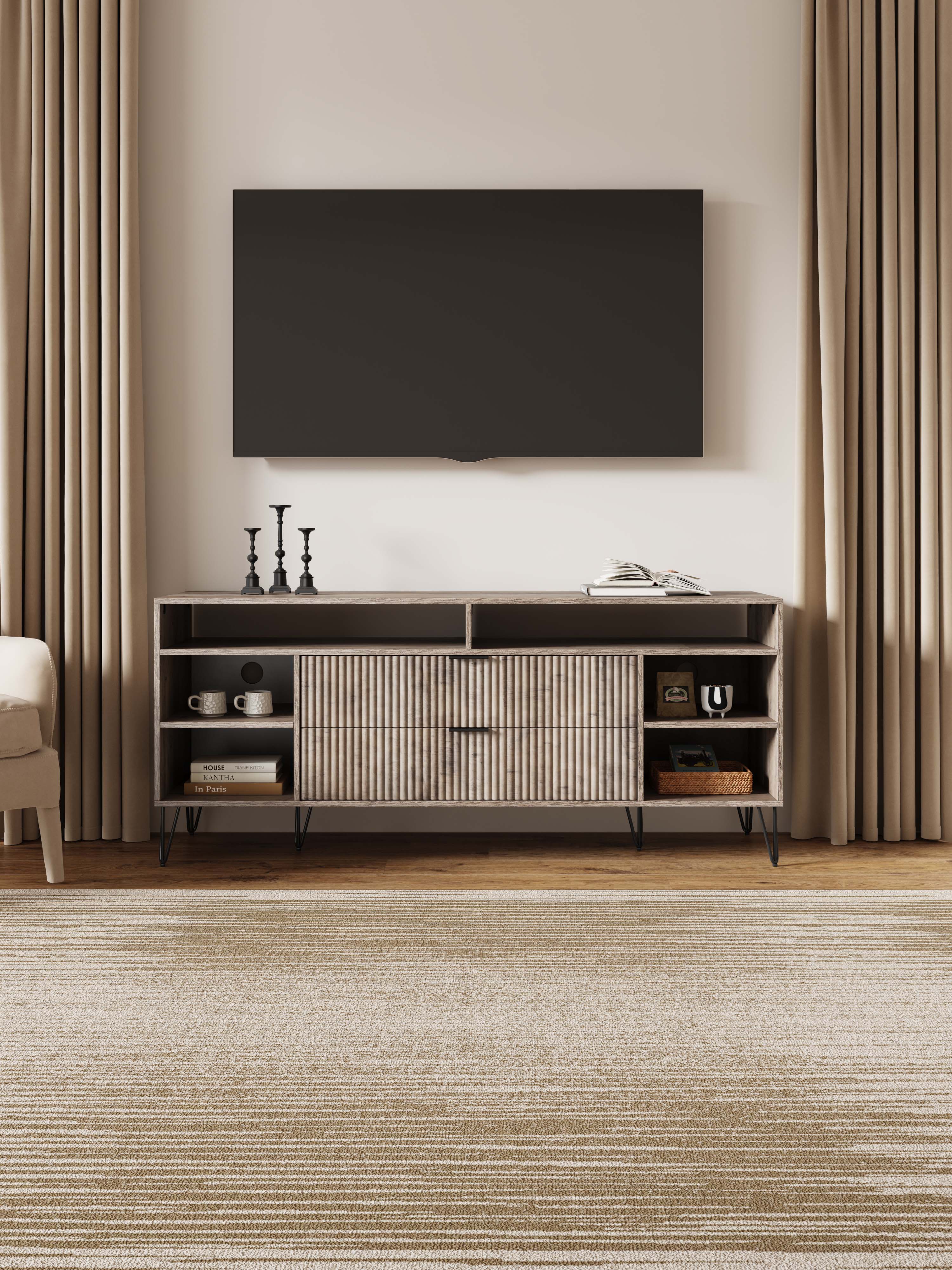 DUMBO 63" TV Stand in Rustic Grey - Image 2