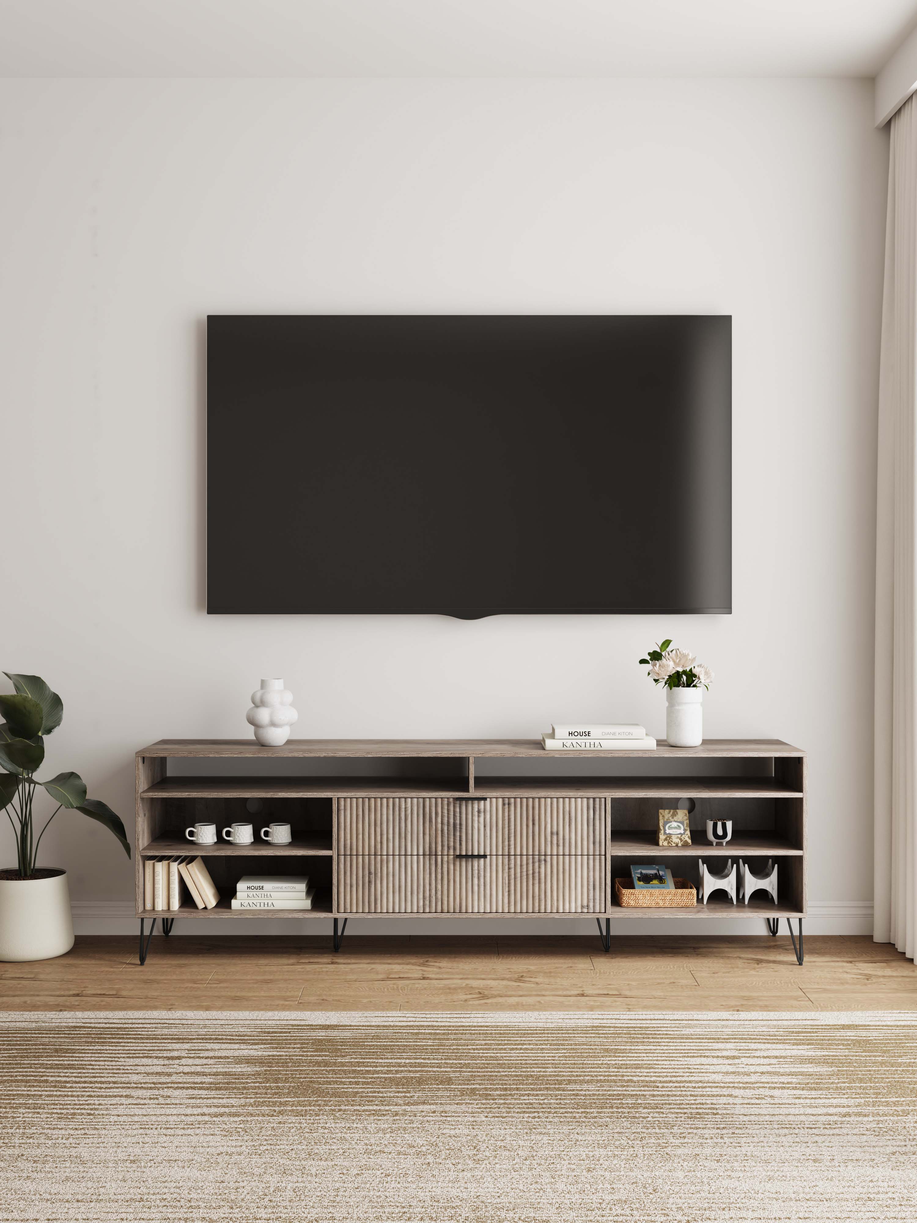 DUMBO 85" TV Stand in Golden Brown - Image 2