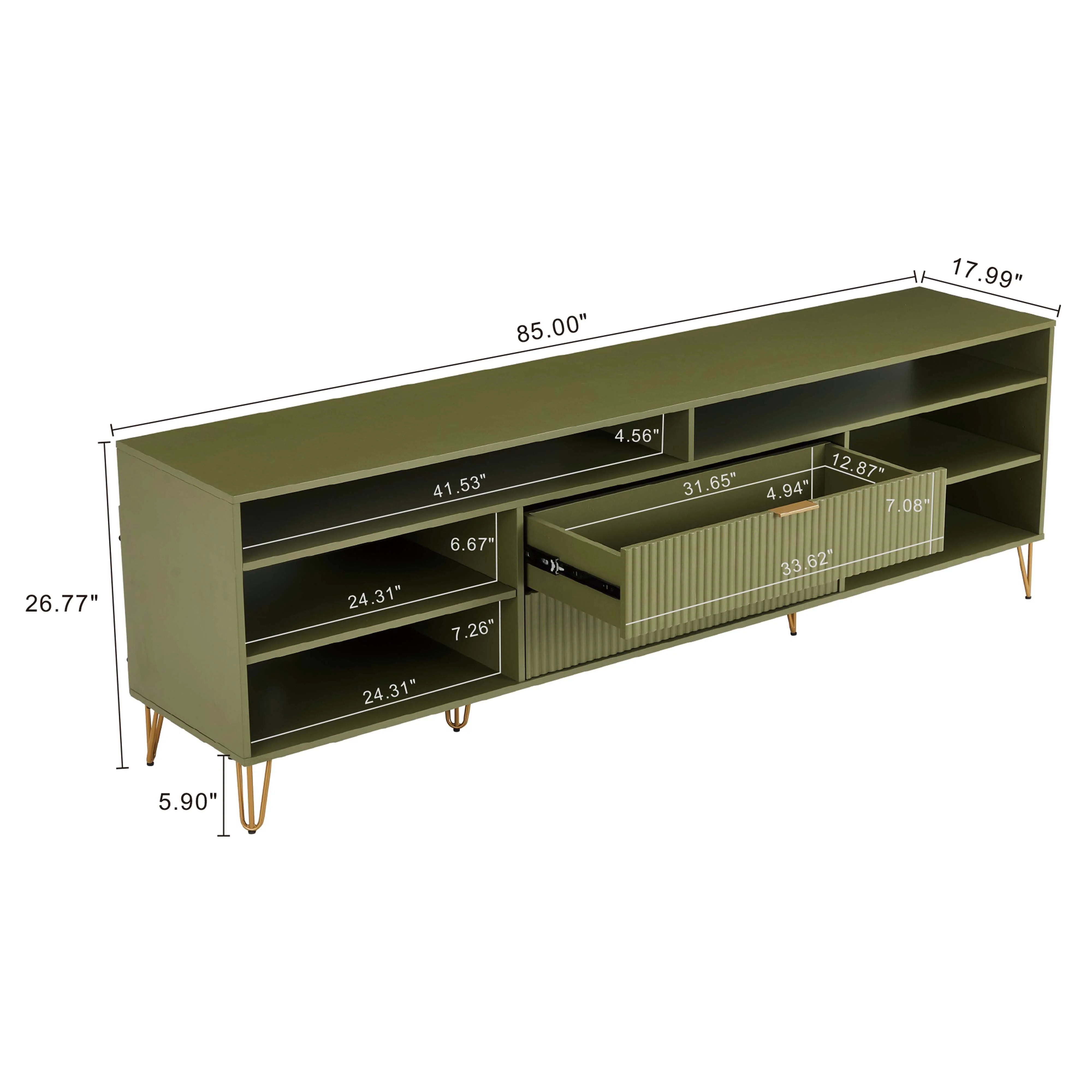 DUMBO 85" TV Stand in Olive Green - Image 3