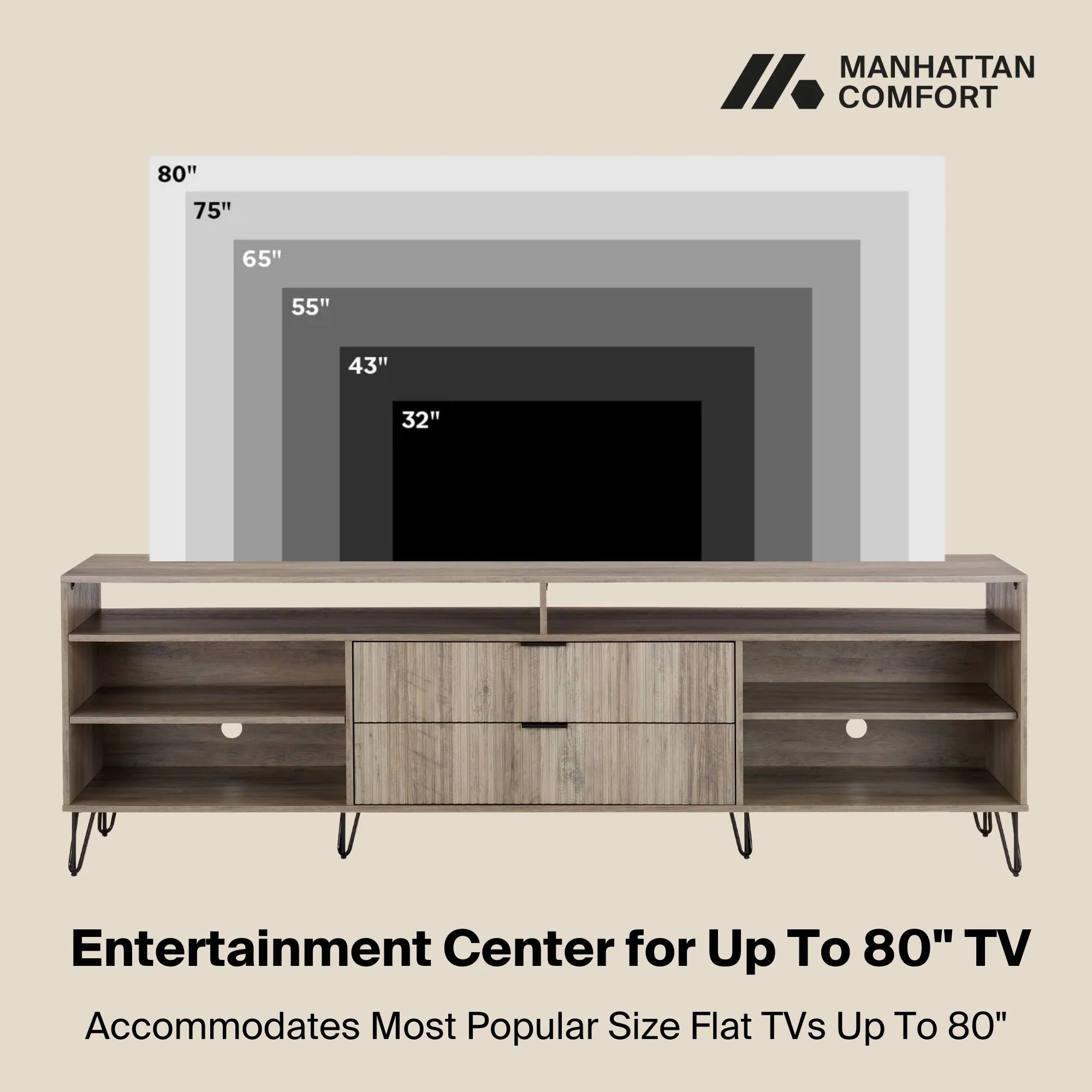 DUMBO 85" TV Stand in Rustic Grey - Image 5