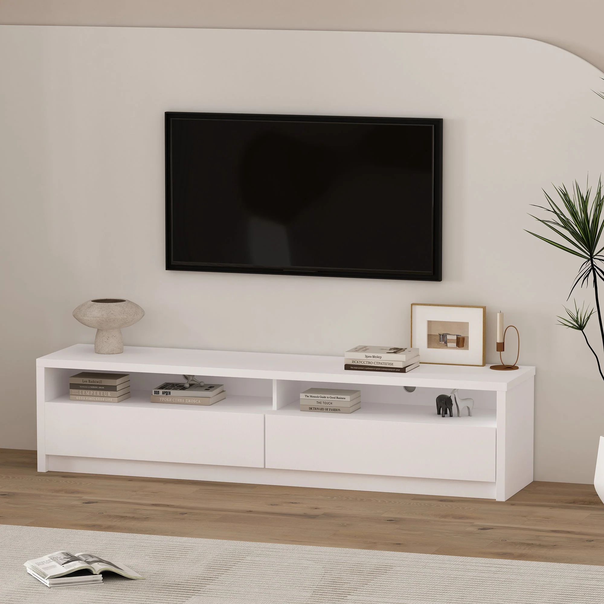 Duncan 70" TV Stand in White - Image 2