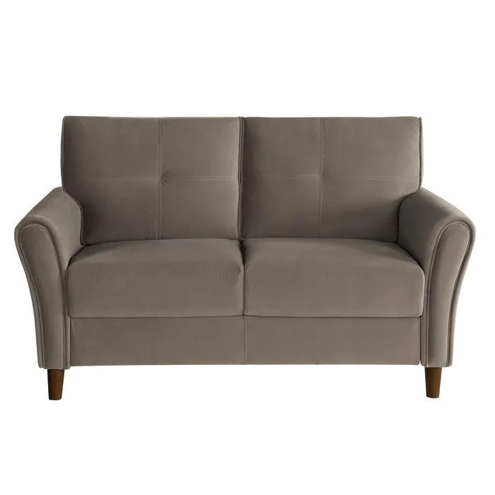 Dunleith Light Brown Velvet Loveseat - Image 3