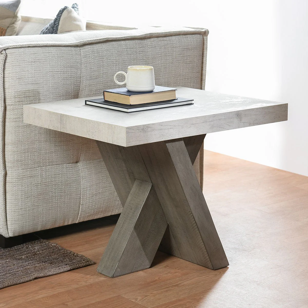 Durant End Table - Antique White/Distressed Gray - Image 6