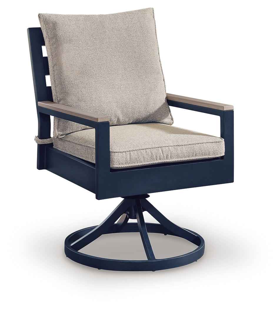 East Beach Blue Outdoor Swivel Chair with Cushion (Set of 2) - Image 3