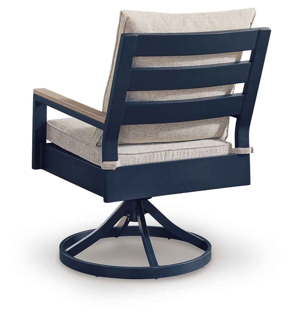 East Beach Blue Outdoor Swivel Chair with Cushion (Set of 2) - Image 5