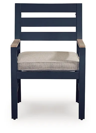 East Beach Navy Blue/Driftwood Outdoor Dining Table and 6 Arm Chairs - Image 6