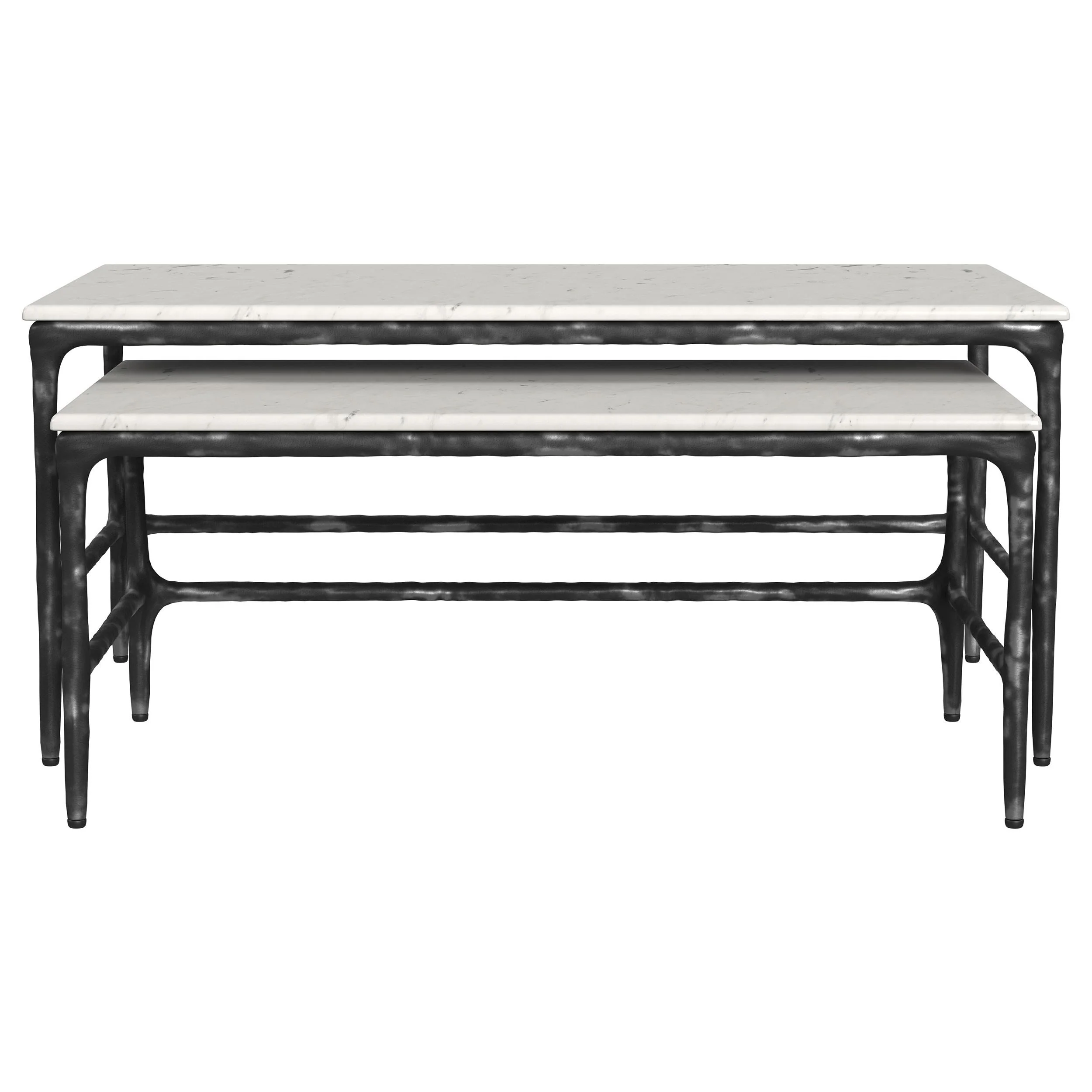 Ebby White 2-Piece Genuine Marble Top Nesting Coffee Tables - Image 3