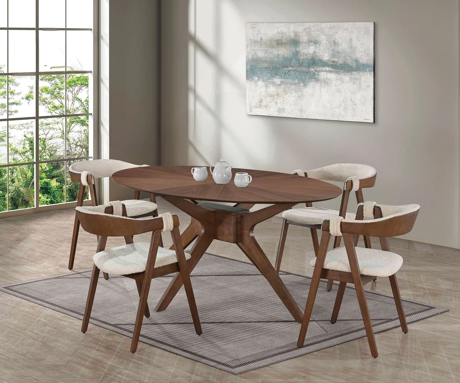 Ebikon Walnut/Beige Counter Stool - Image 2