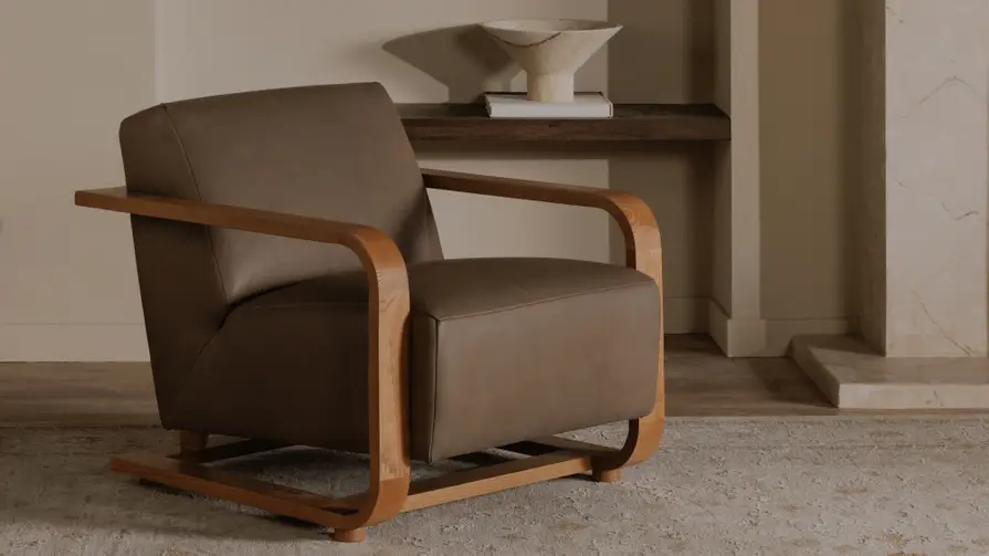 Eckersley Lounge Chair Cool Brown Leather - Image 7