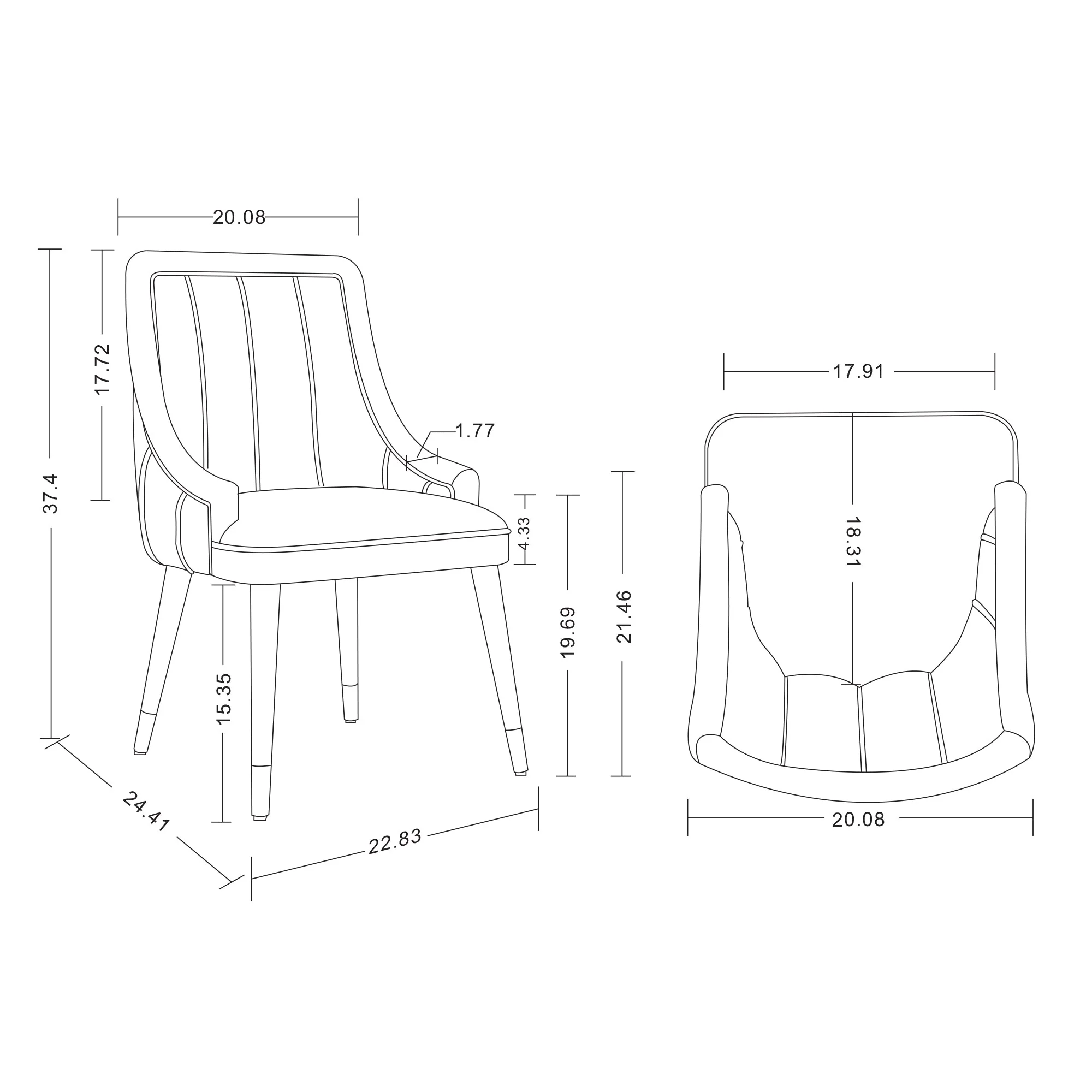 Eda Dining Chair in Grey (set of 2) - Image 3