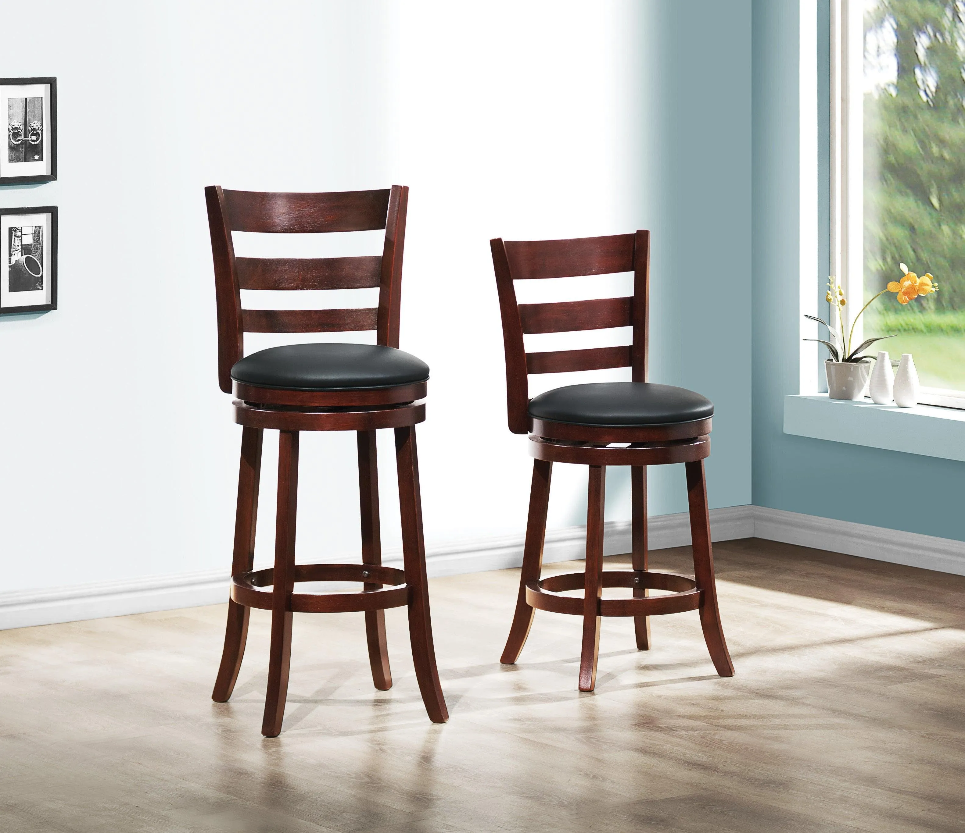 Edmond Dark Cherry Swivel Pub Height Chair - Image 2