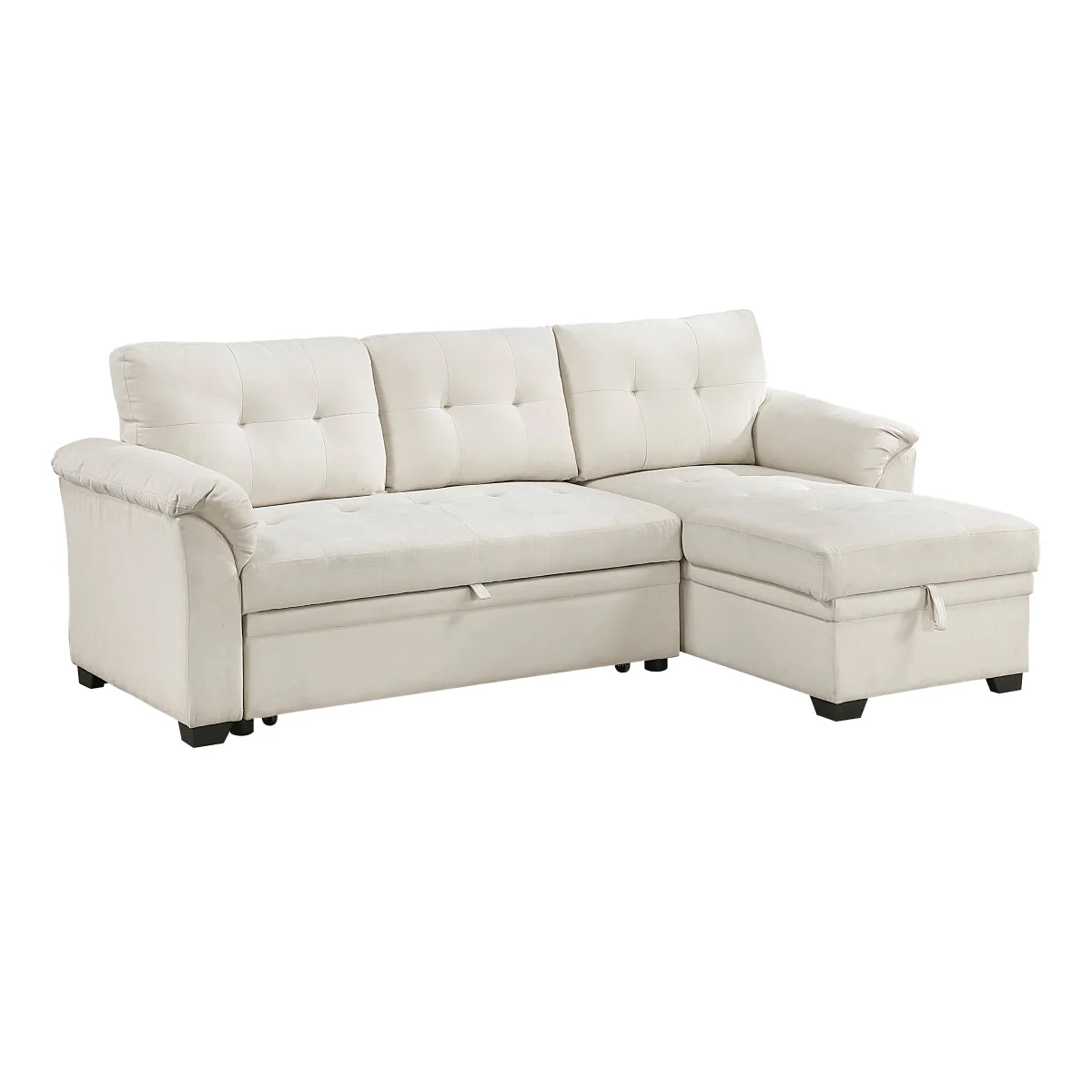 Elara Beige 2-Piece Reversible Sectional with Hidden Storage and Pull-out Bed - Image 8