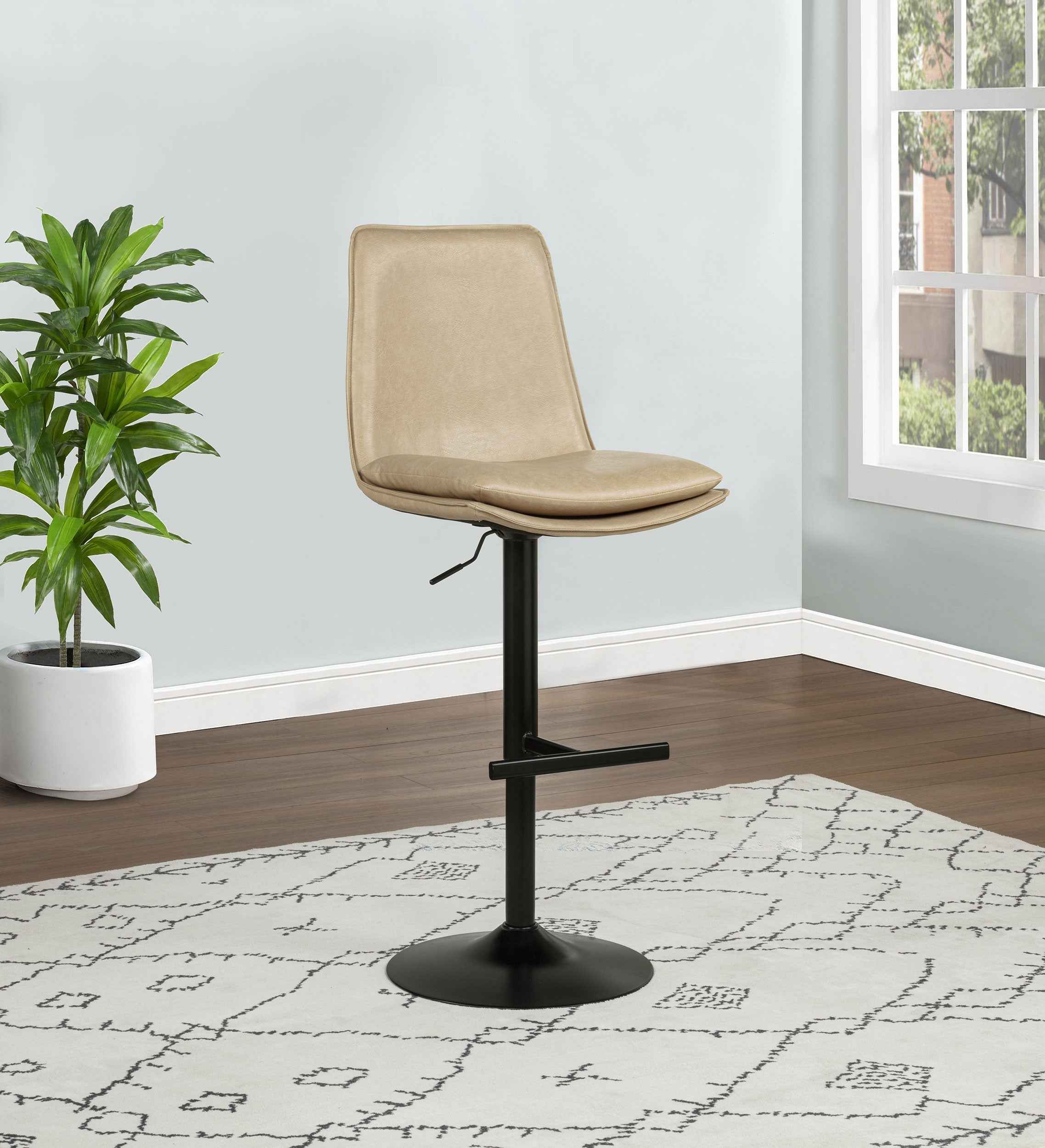 Eldridge Tan/Black Faux Leather Upholstered Adjustable Bar Stool - Image 2