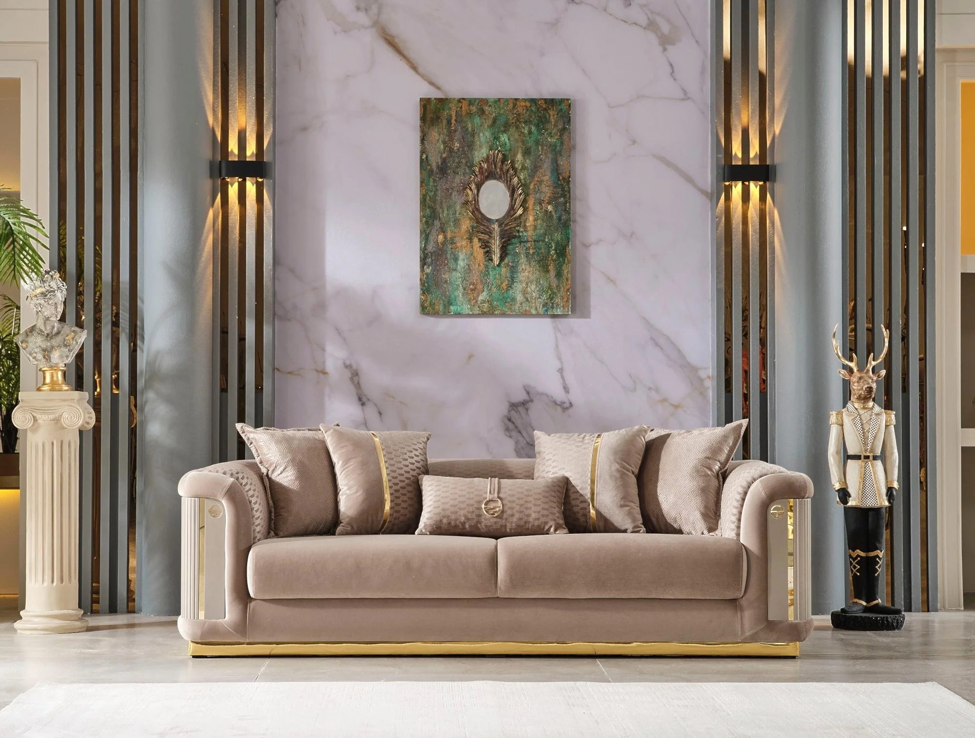Elegance Beige 3-pieces (Sofa & Loveseat & Chair) Living Room Set - Image 5