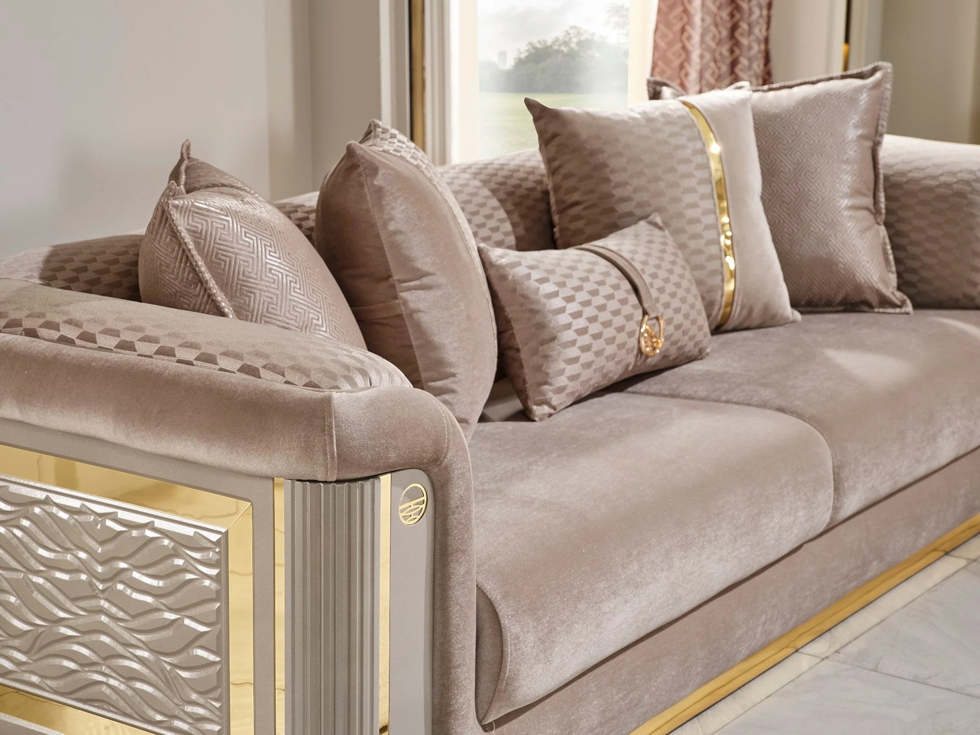 Elegance Beige 3-pieces (Sofa & Loveseat & Chair) Living Room Set - Image 6