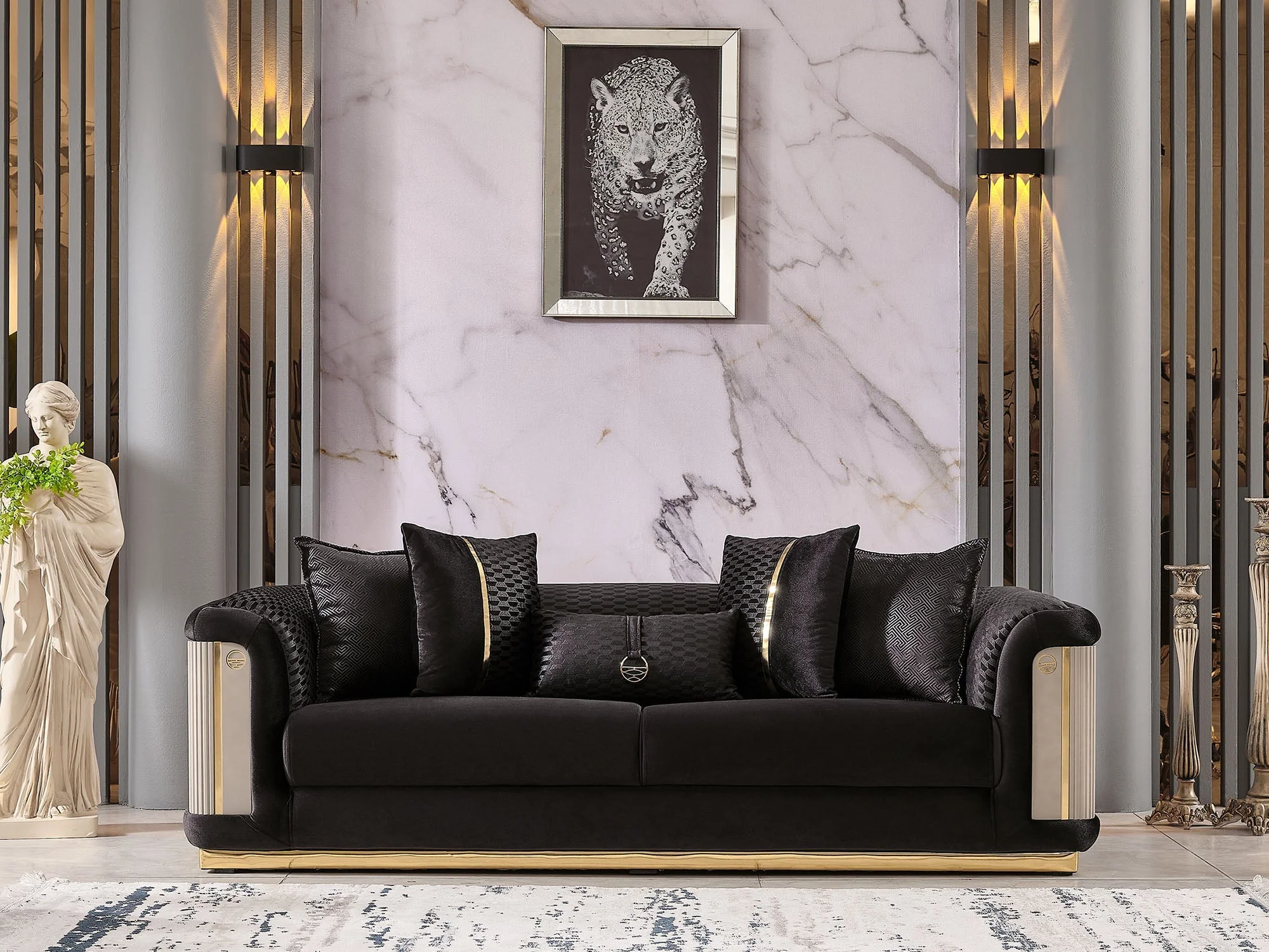Elegance Black 3-pieces (Sofa & Loveseat & Chair) Living Room Set - Image 5
