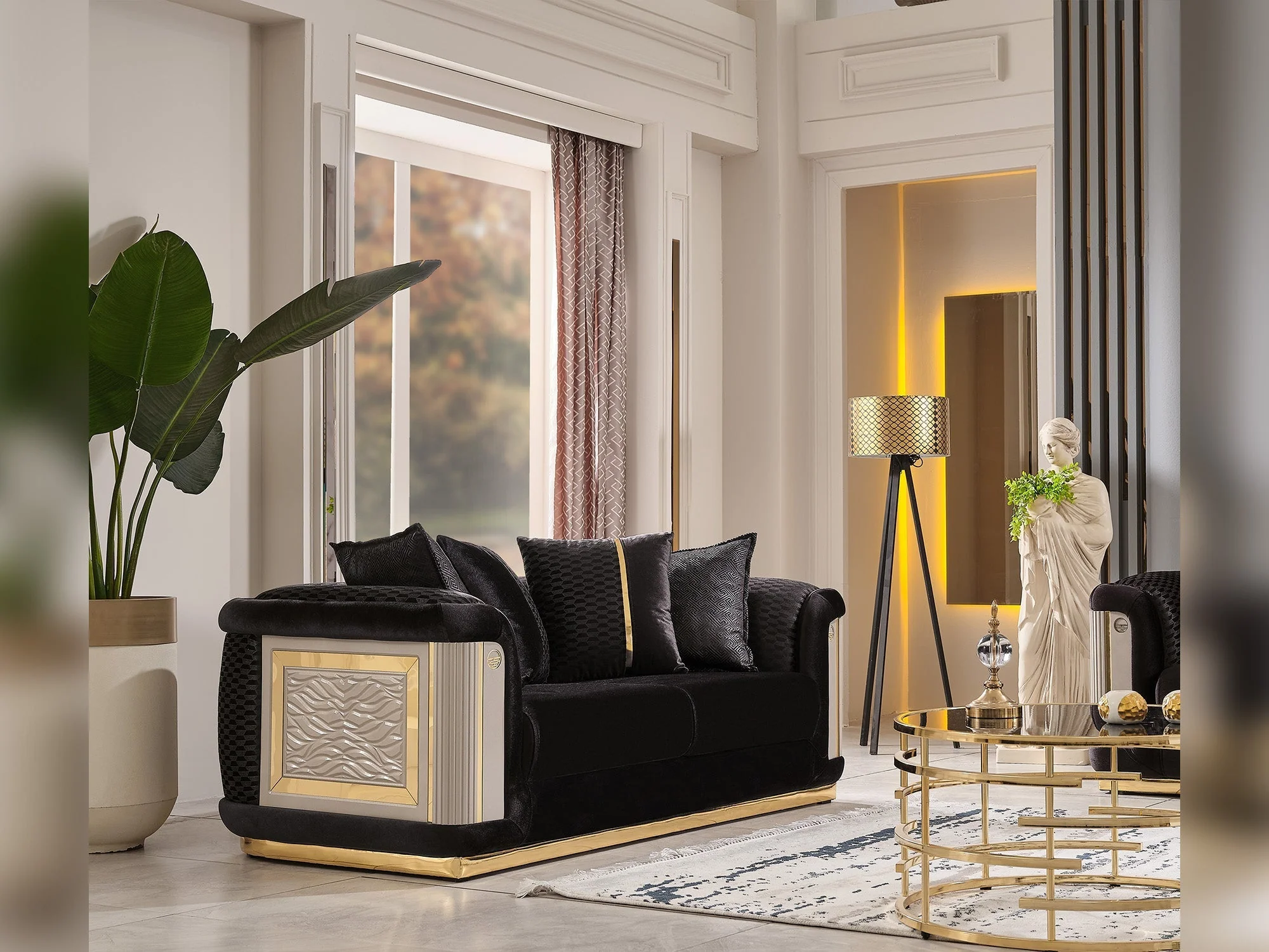 Elegance Black 3-pieces (Sofa & Loveseat & Chair) Living Room Set - Image 9
