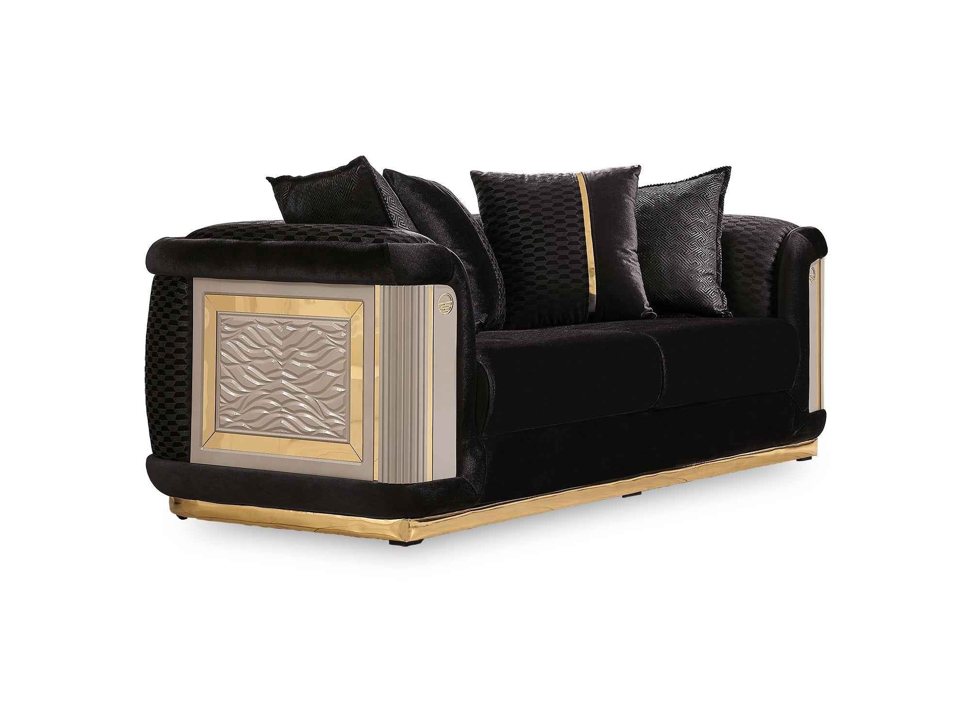 Elegance Black Stationary Loveseat