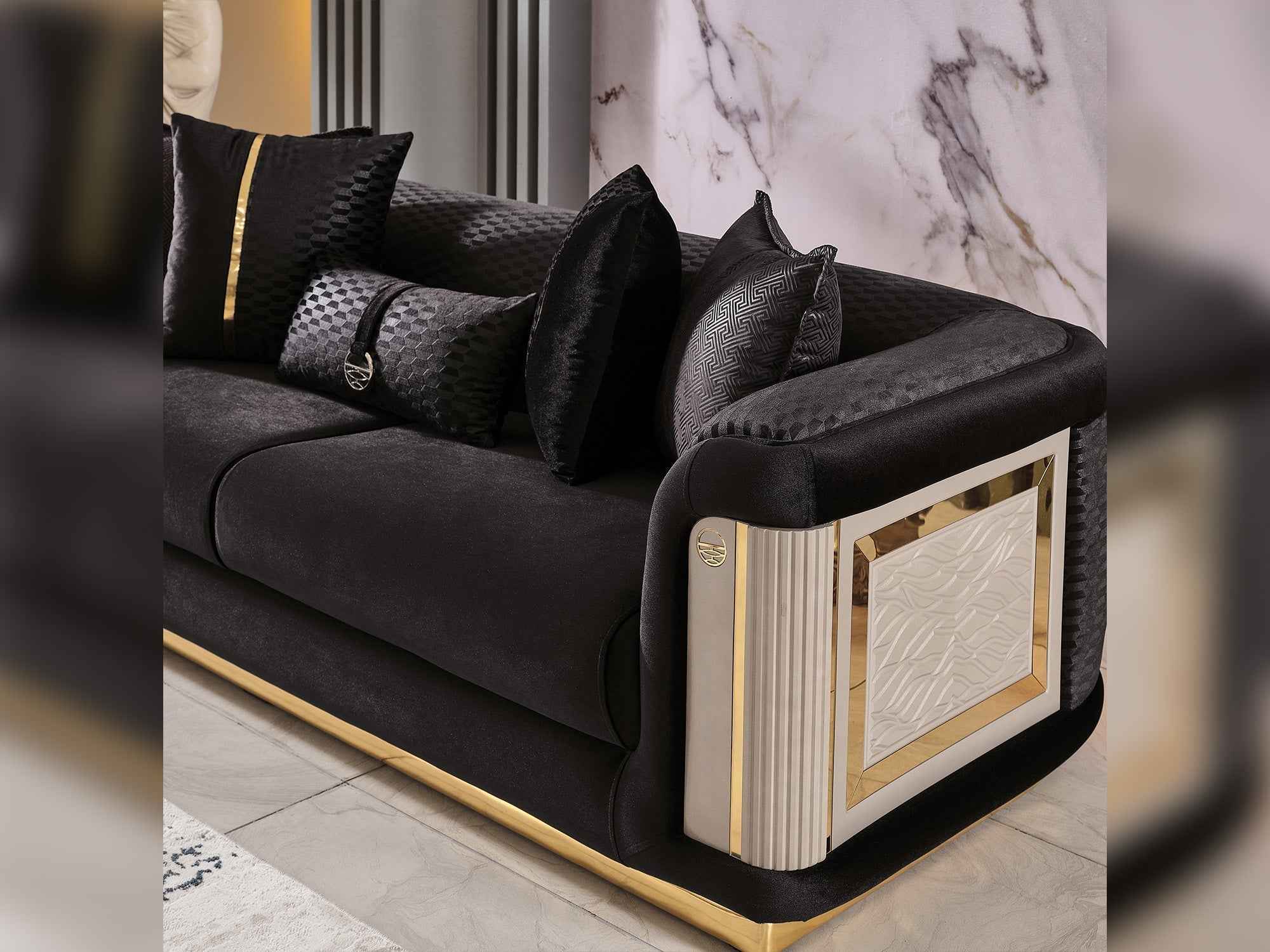 Elegance Black Stationary Loveseat - Image 3