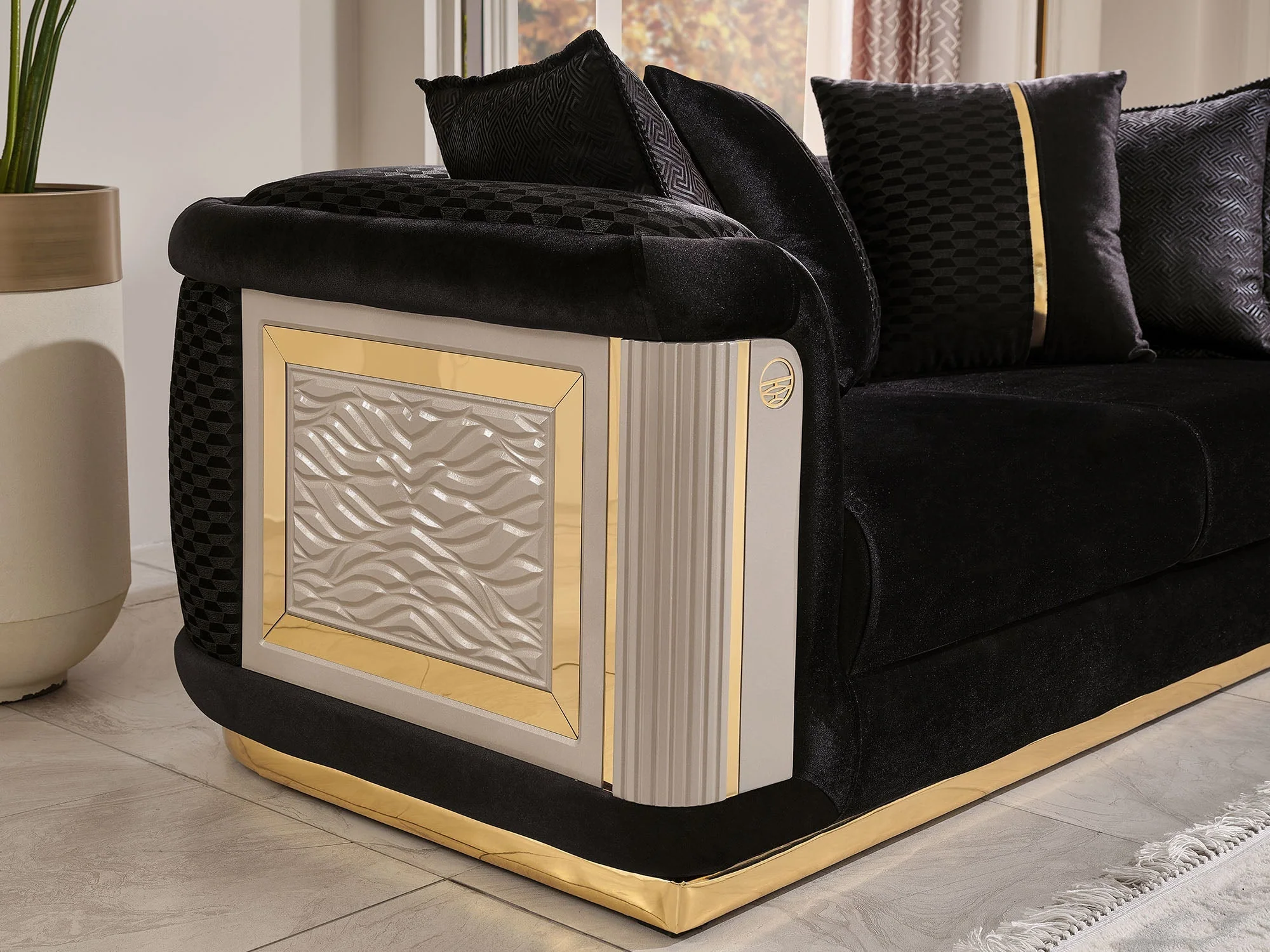 Elegance Black Stationary Loveseat - Image 5