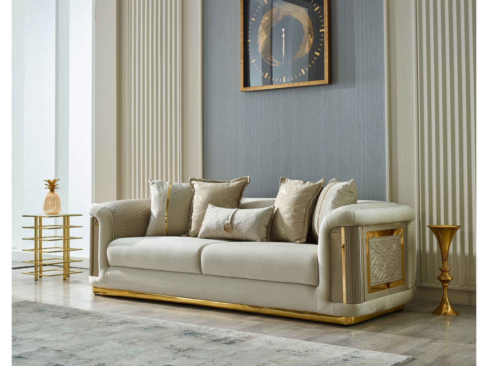Elegance Cream Stationary Sofa - Image 2
