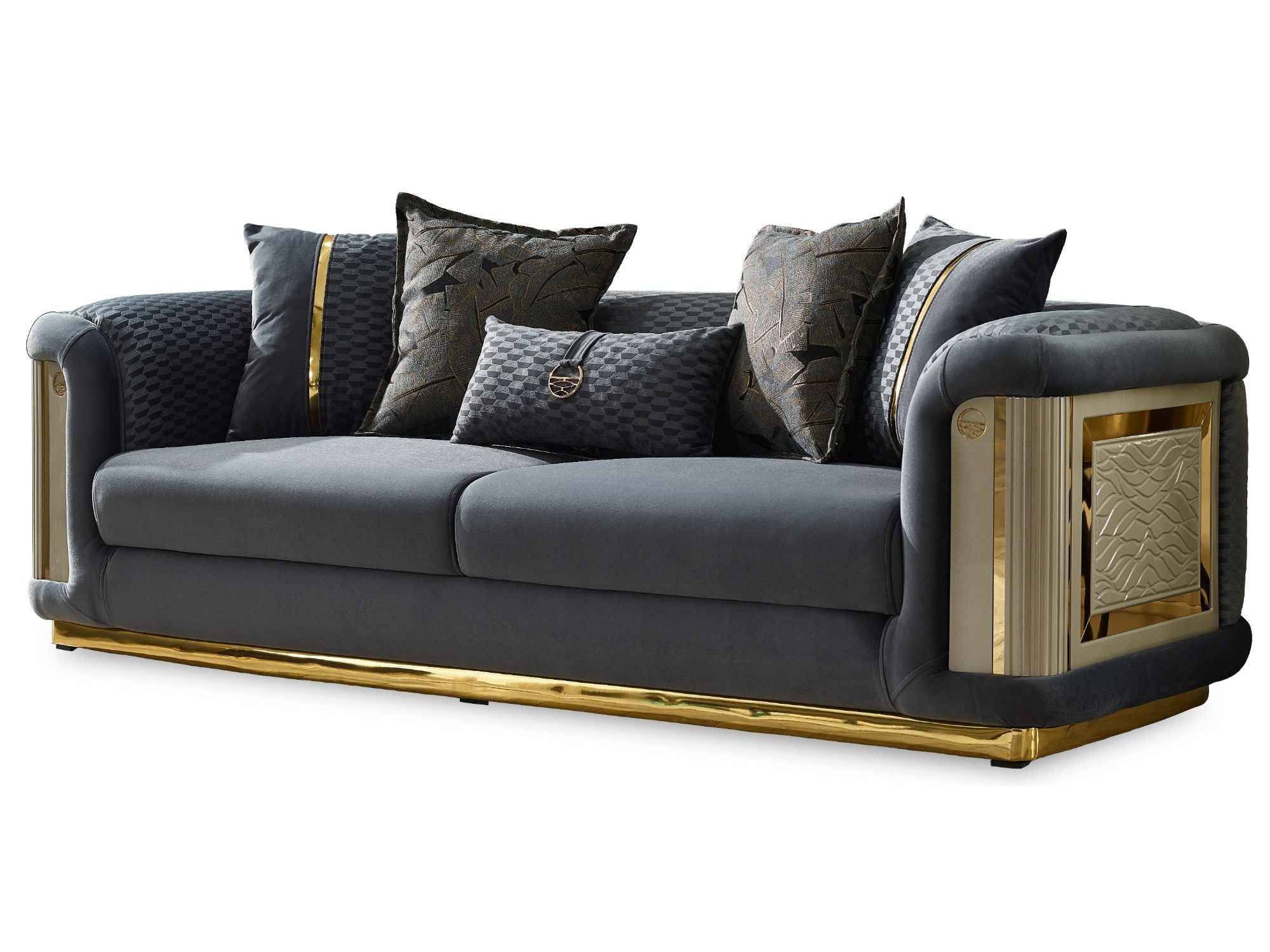 Elegance Dark Grey 3-pieces (Sofa & Loveseat & Chair) Living Room Set - Image 4