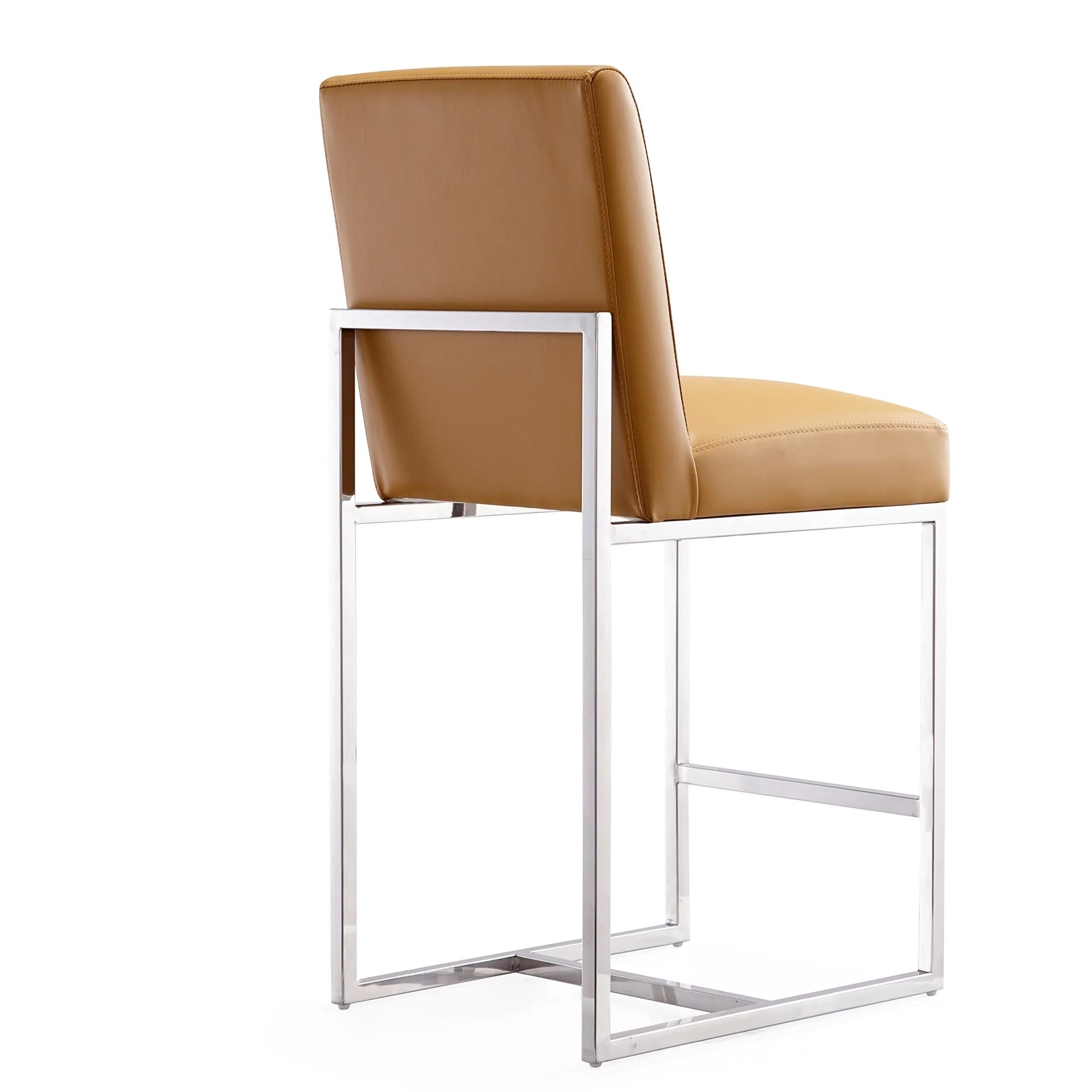 Element 24" Faux Leather Counter Stool in Camel and Polished Chrome - Image 5