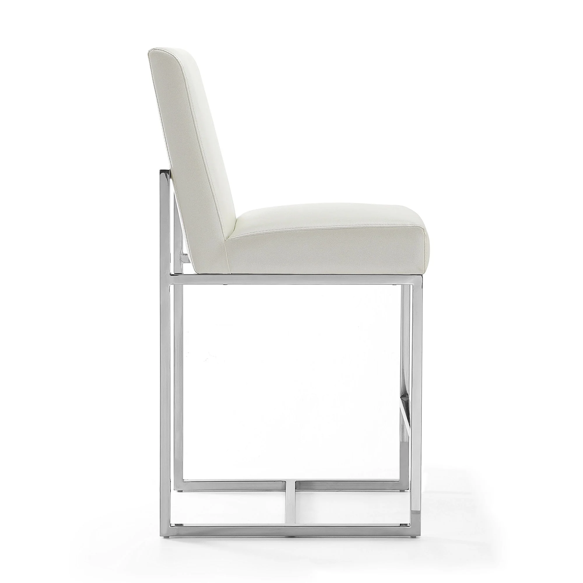 Element 24" Faux Leather Counter Stool in Pearl White and Polished Chrome - Image 5