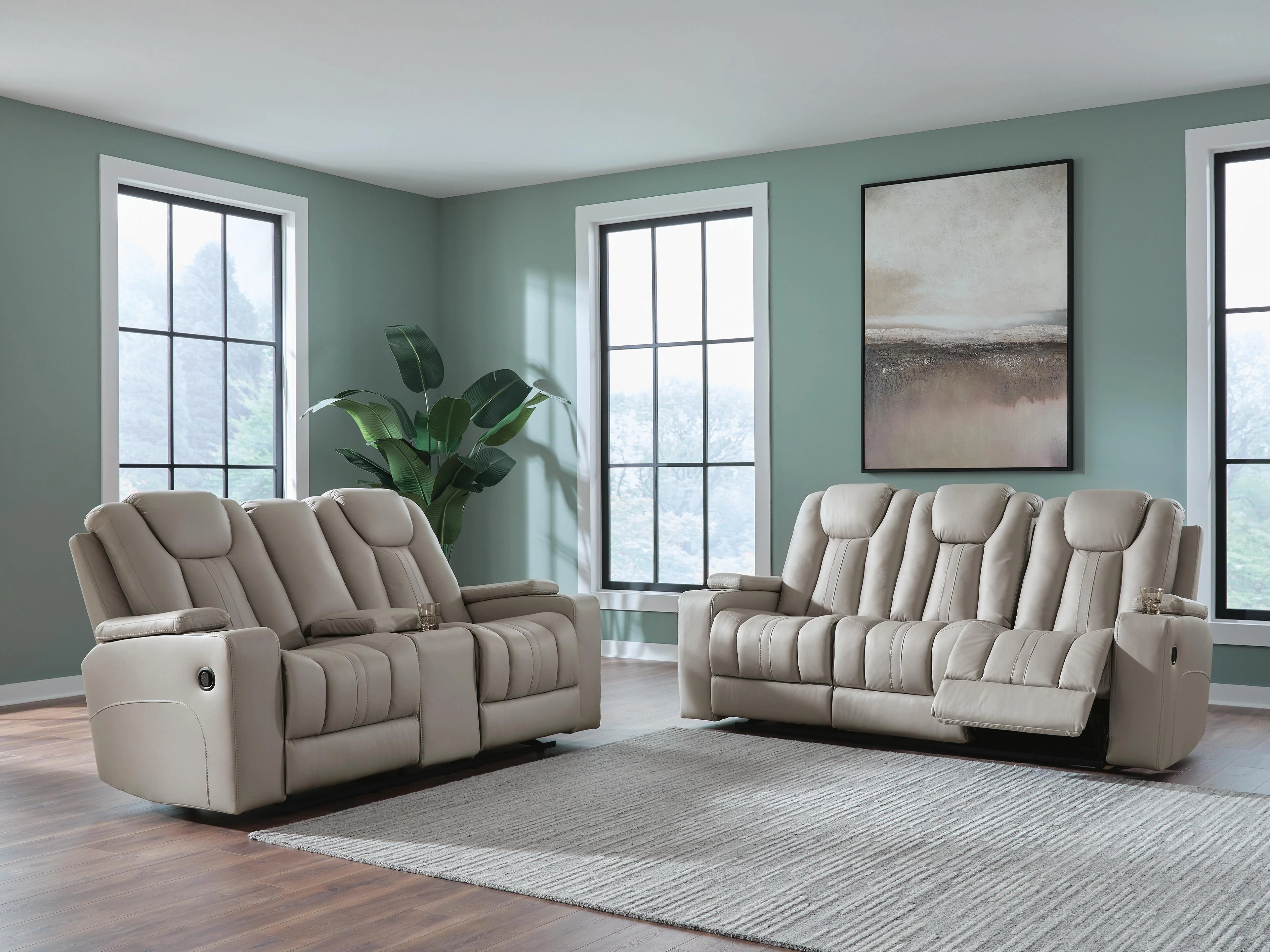 Elevate Edges Coin Reclining Sofa and Loveseat with Console - Image 2