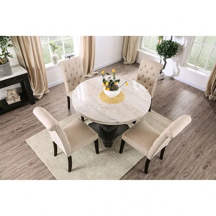 Elfredo White/Antique Black Round 5-Piece Dining Table Set - Image 2