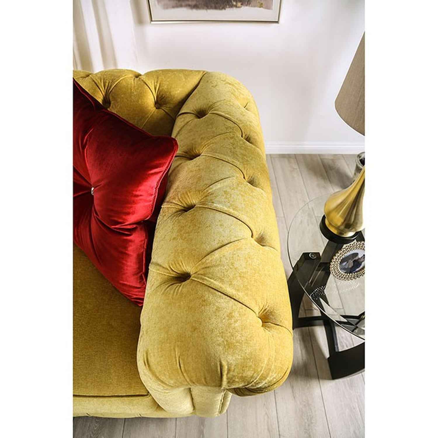 Eliza Royal Yellow/Red Sofa - Image 3
