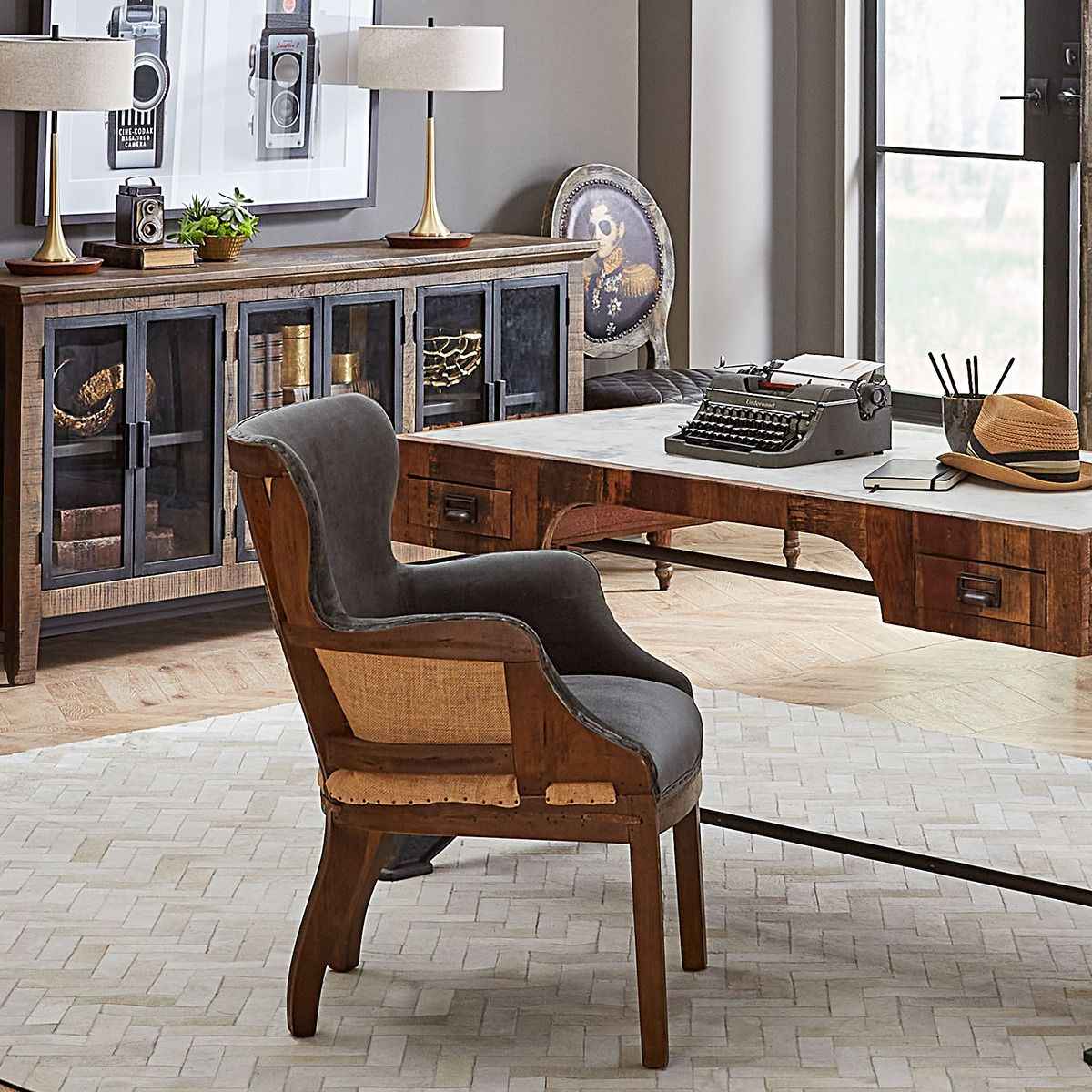 Elizabeth 25" Accent Armchair in Gray Velvet with Exposed Frame - Image 3