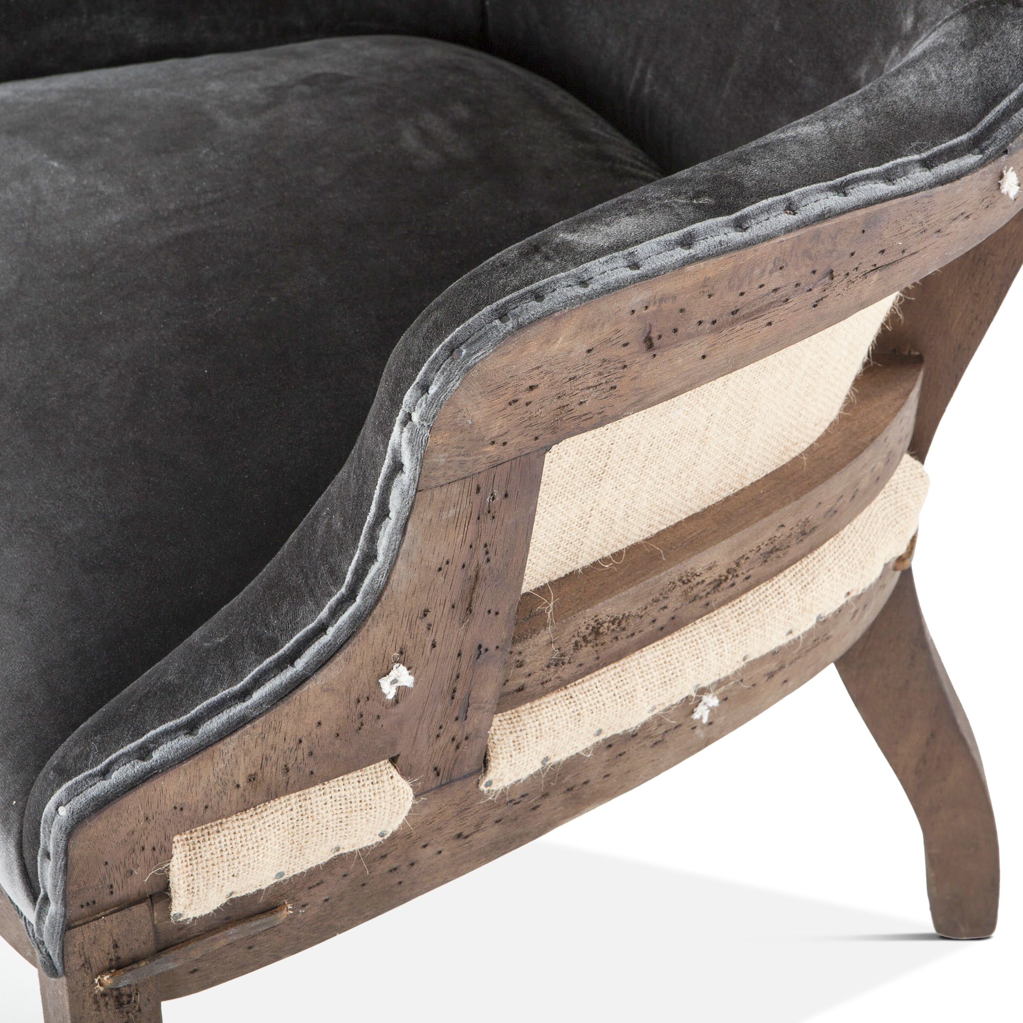 Elizabeth 25" Accent Armchair in Gray Velvet with Exposed Frame - Image 6