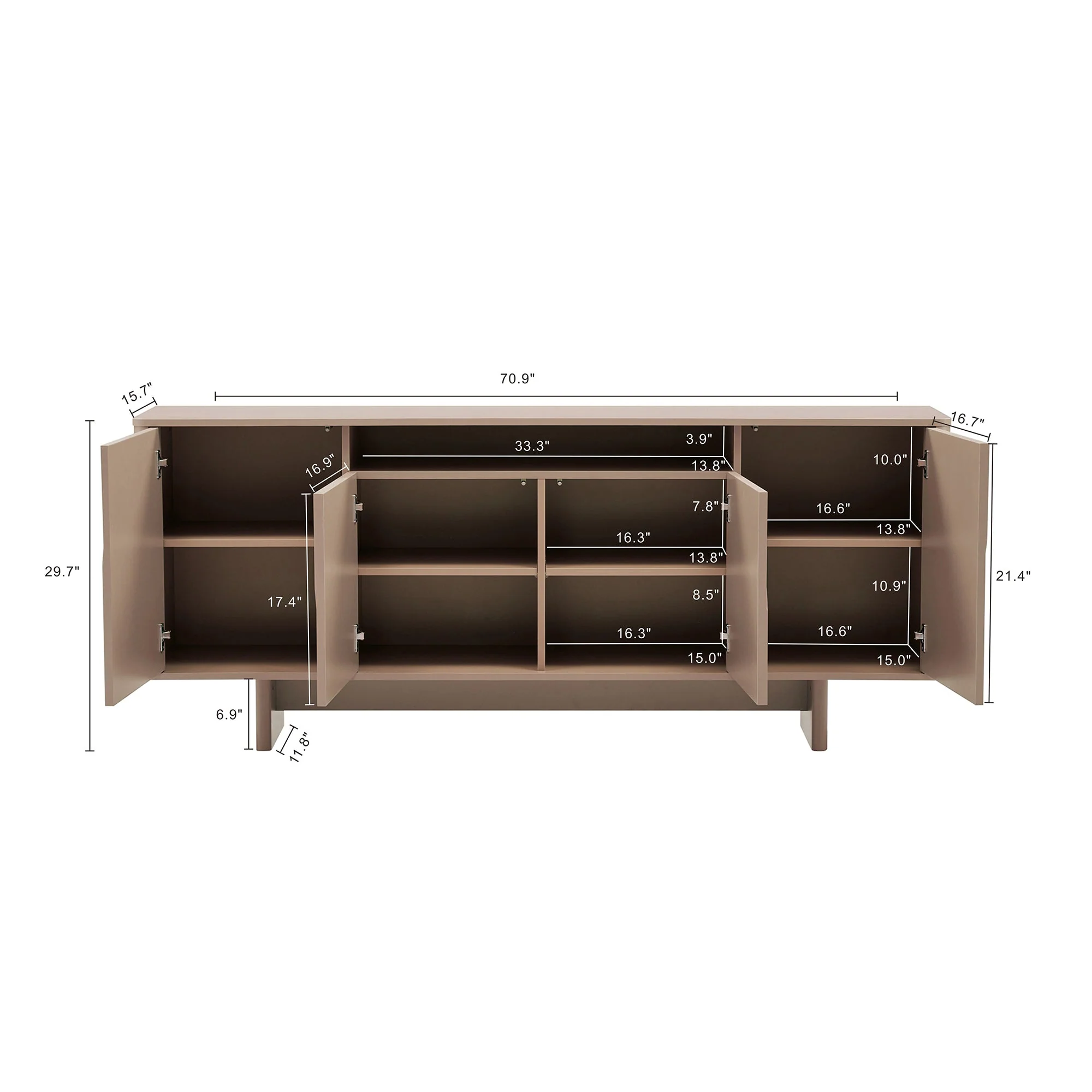Ella 70.86" Sideboard in Mocha - Image 3