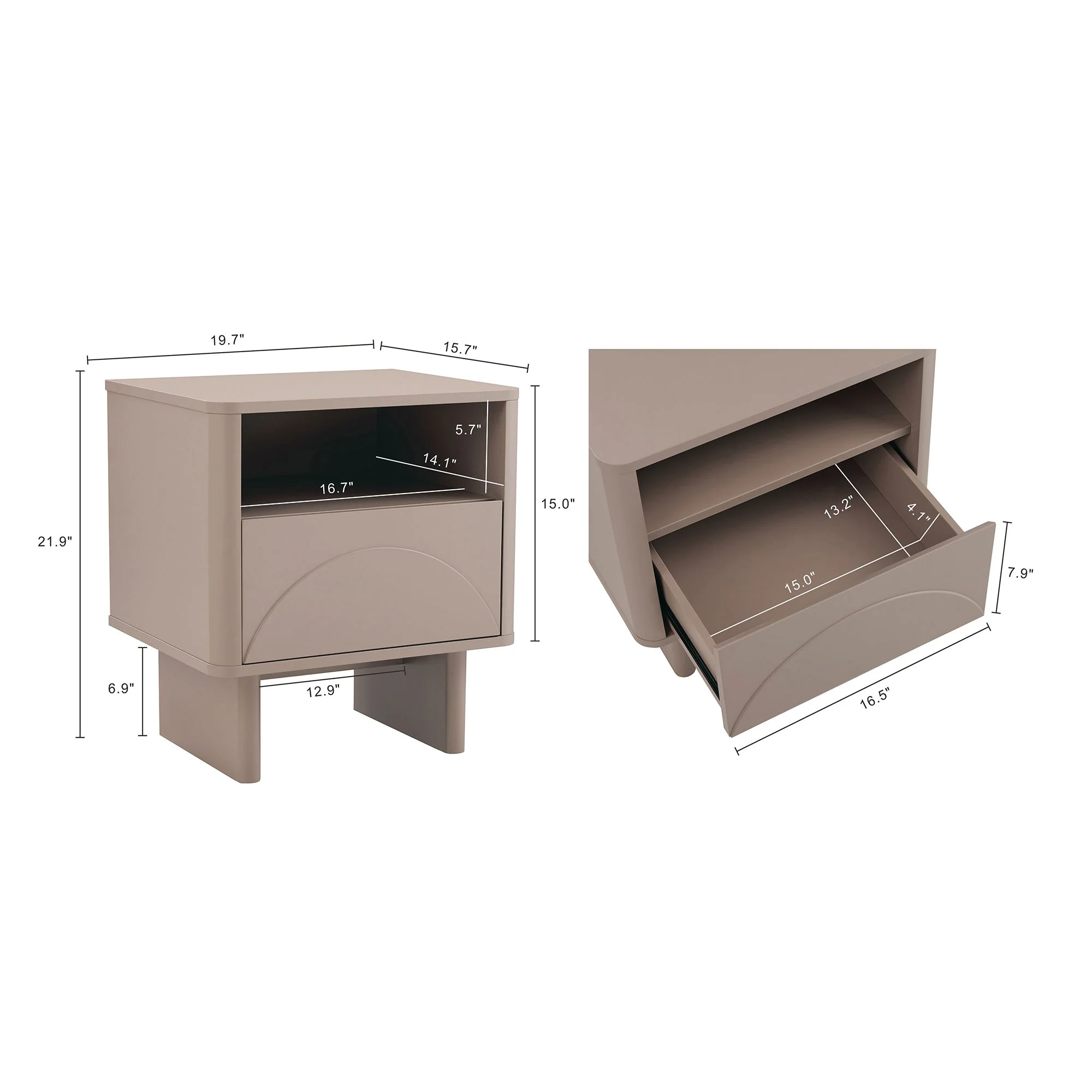 Ella Nightstand in Mocha (set of 2) - Image 3