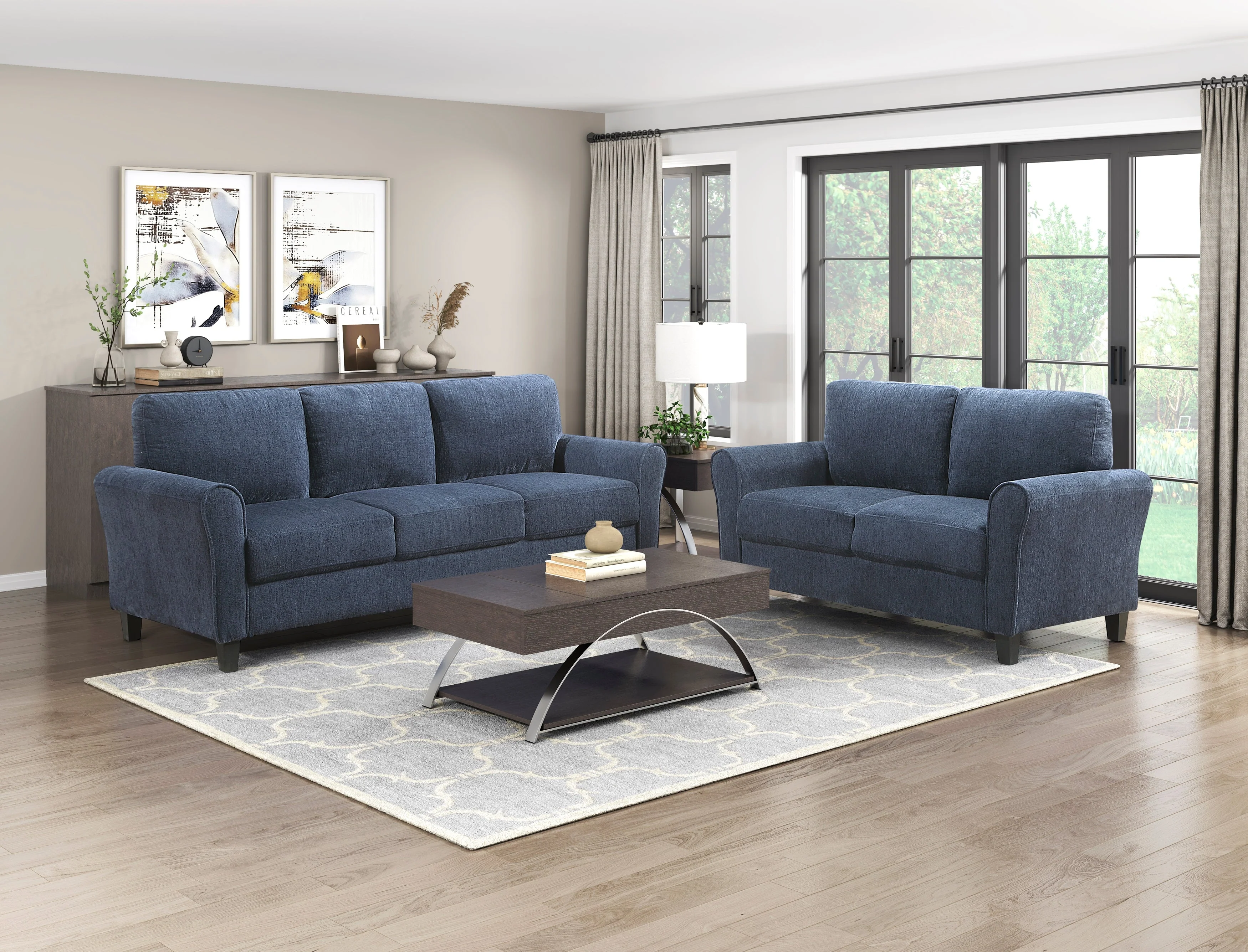 Ellery Navy Loveseat - Image 2