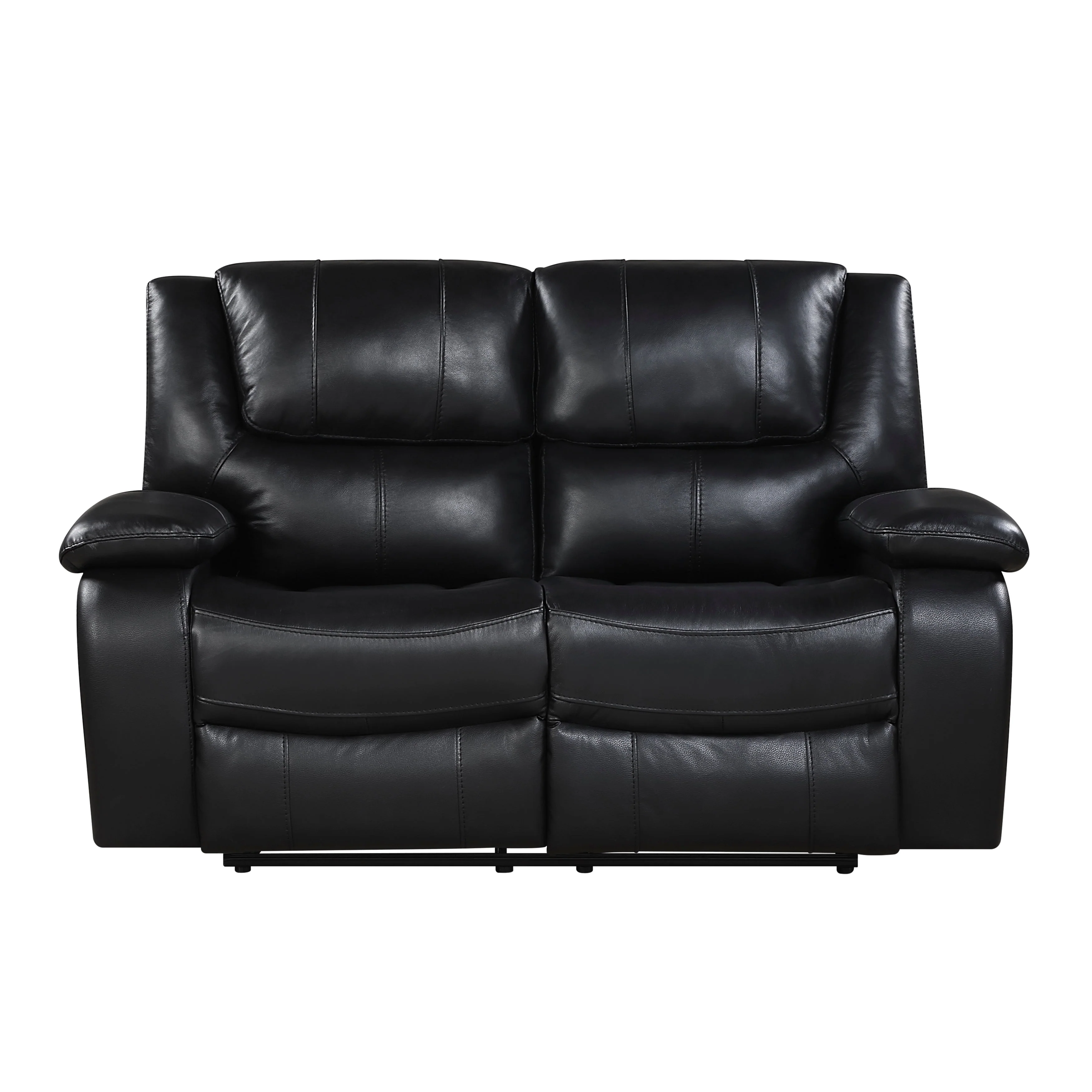 Ellicott Black Genuine Leather Double Reclining Love Seat