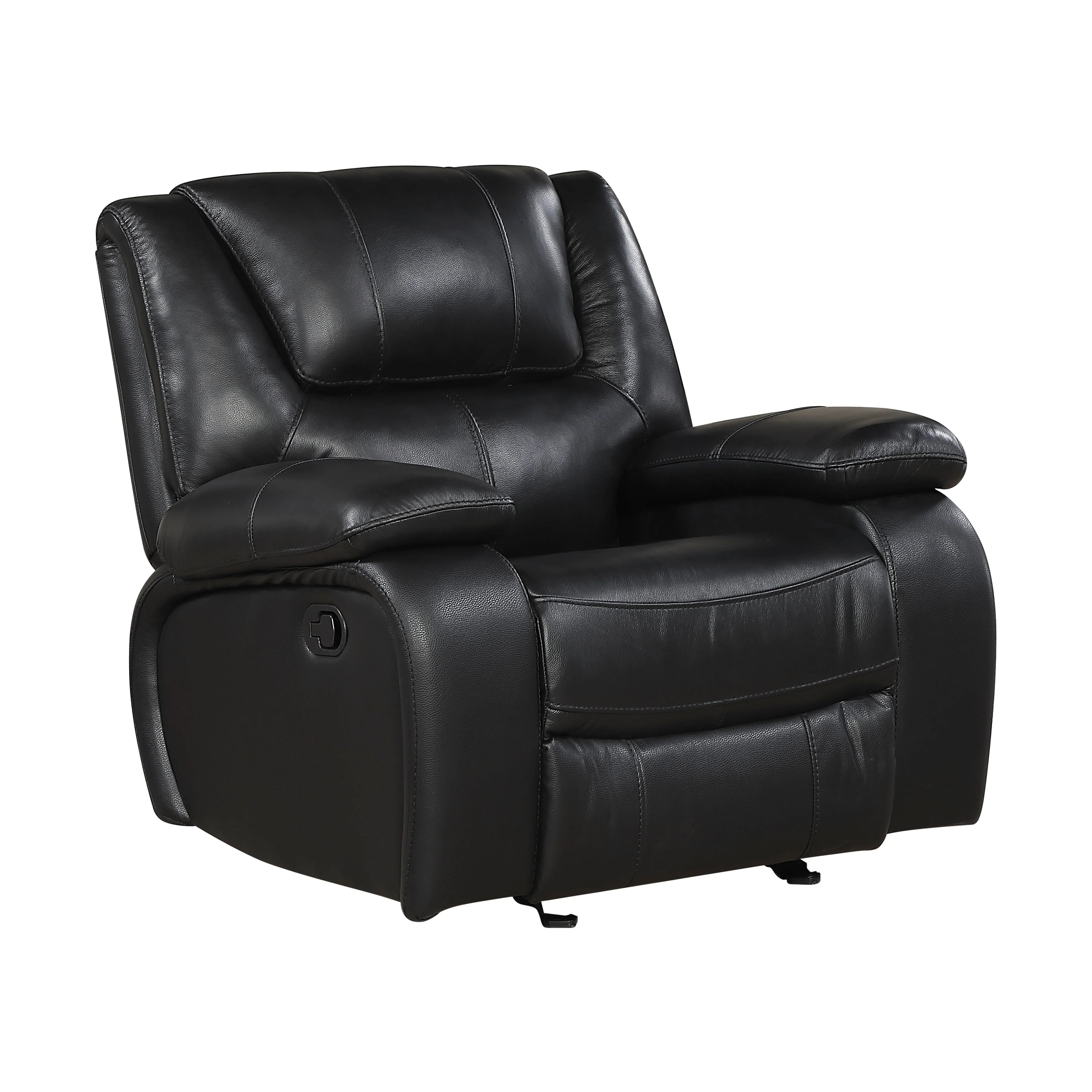 Ellicott Black Genuine Leather Glider Reclining Chair - Image 2