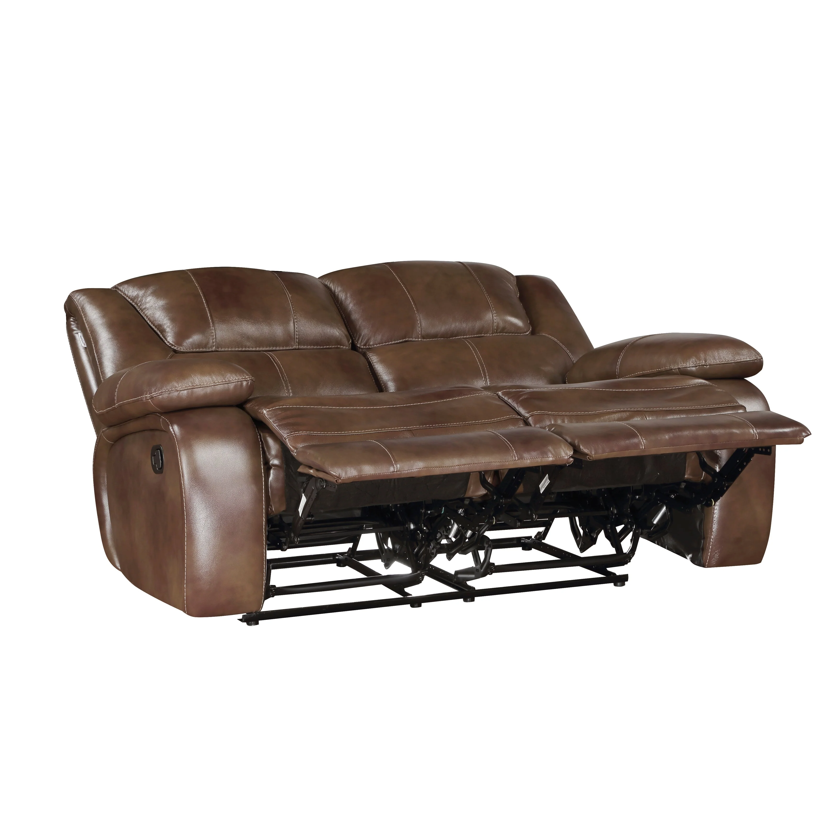Ellicott Brown Leather Double Reclining Living Room Set - Image 9