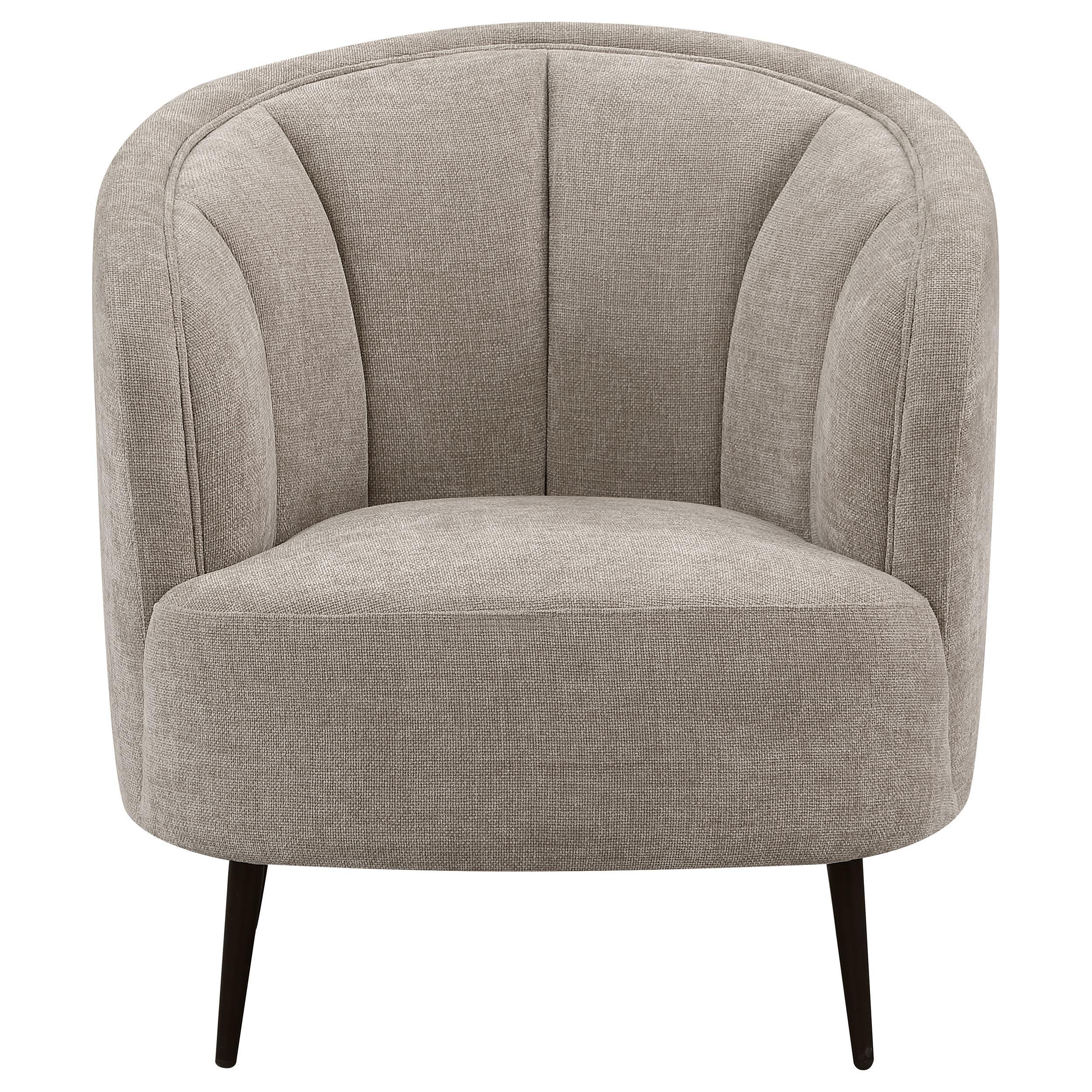 Ellorie Beige Upholstered Channel Back Curved Chair - Image 3