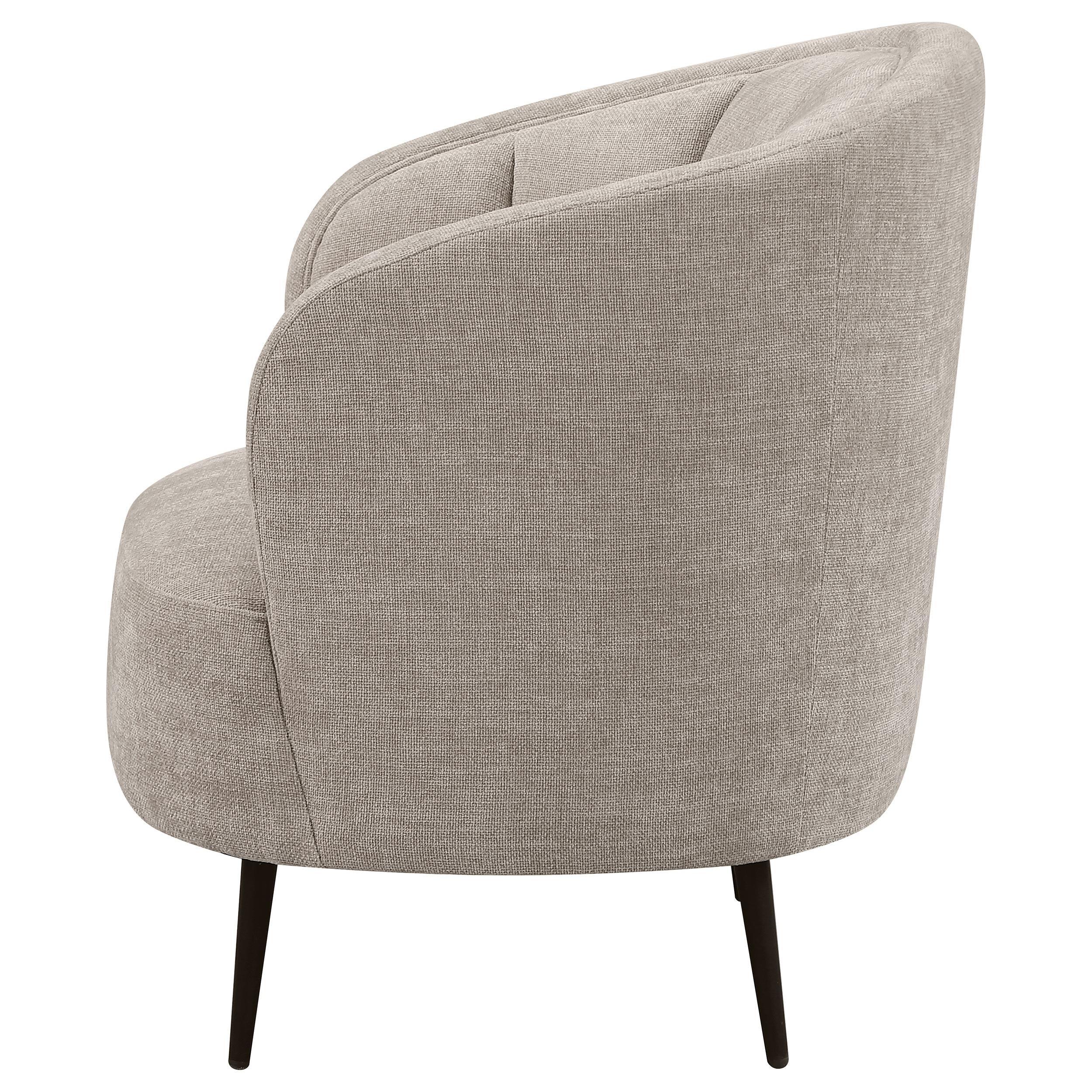 Ellorie Beige Upholstered Channel Back Curved Chair - Image 5