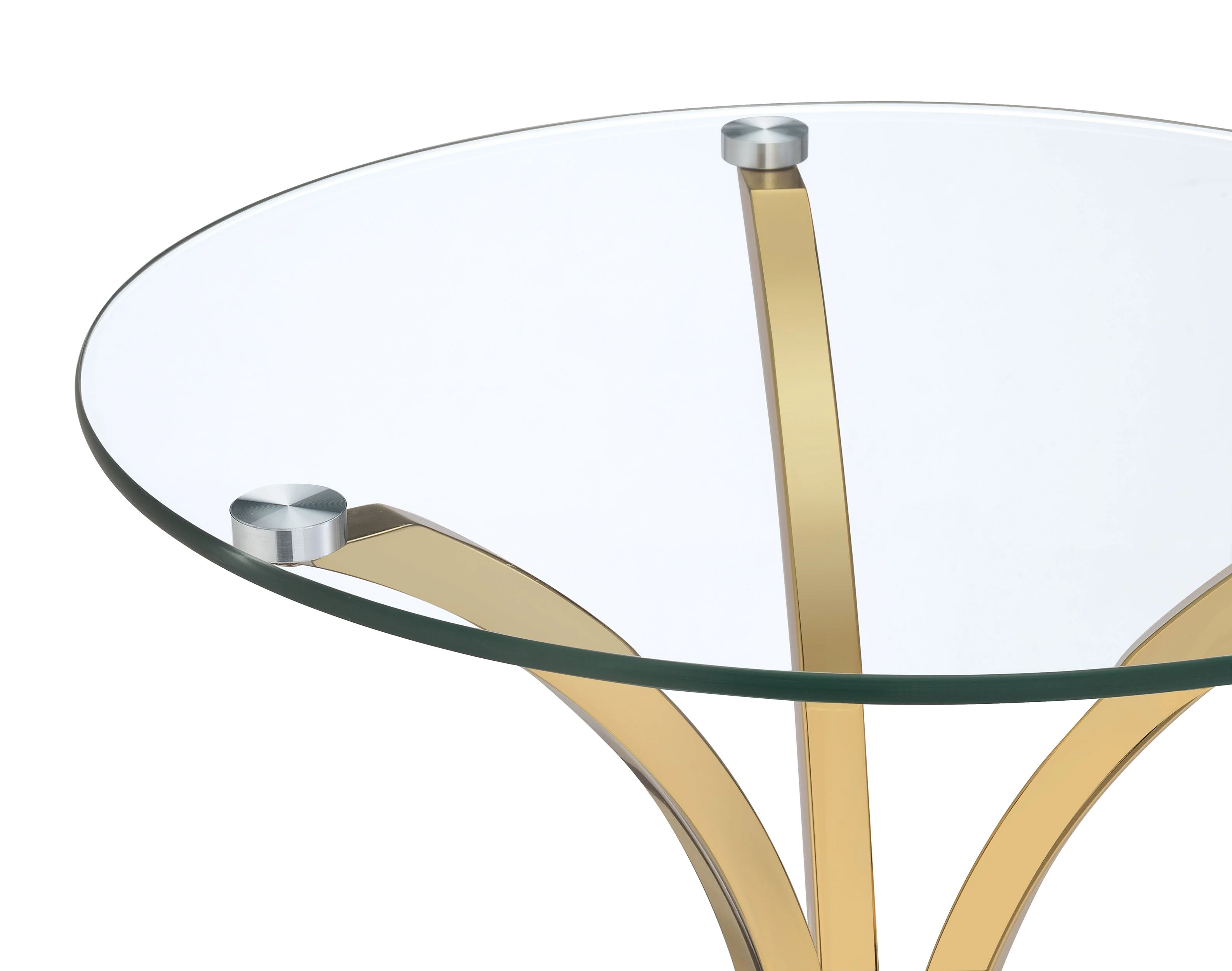 Eloise Gold Round Glass Top Curved Metal Side Table - Image 4