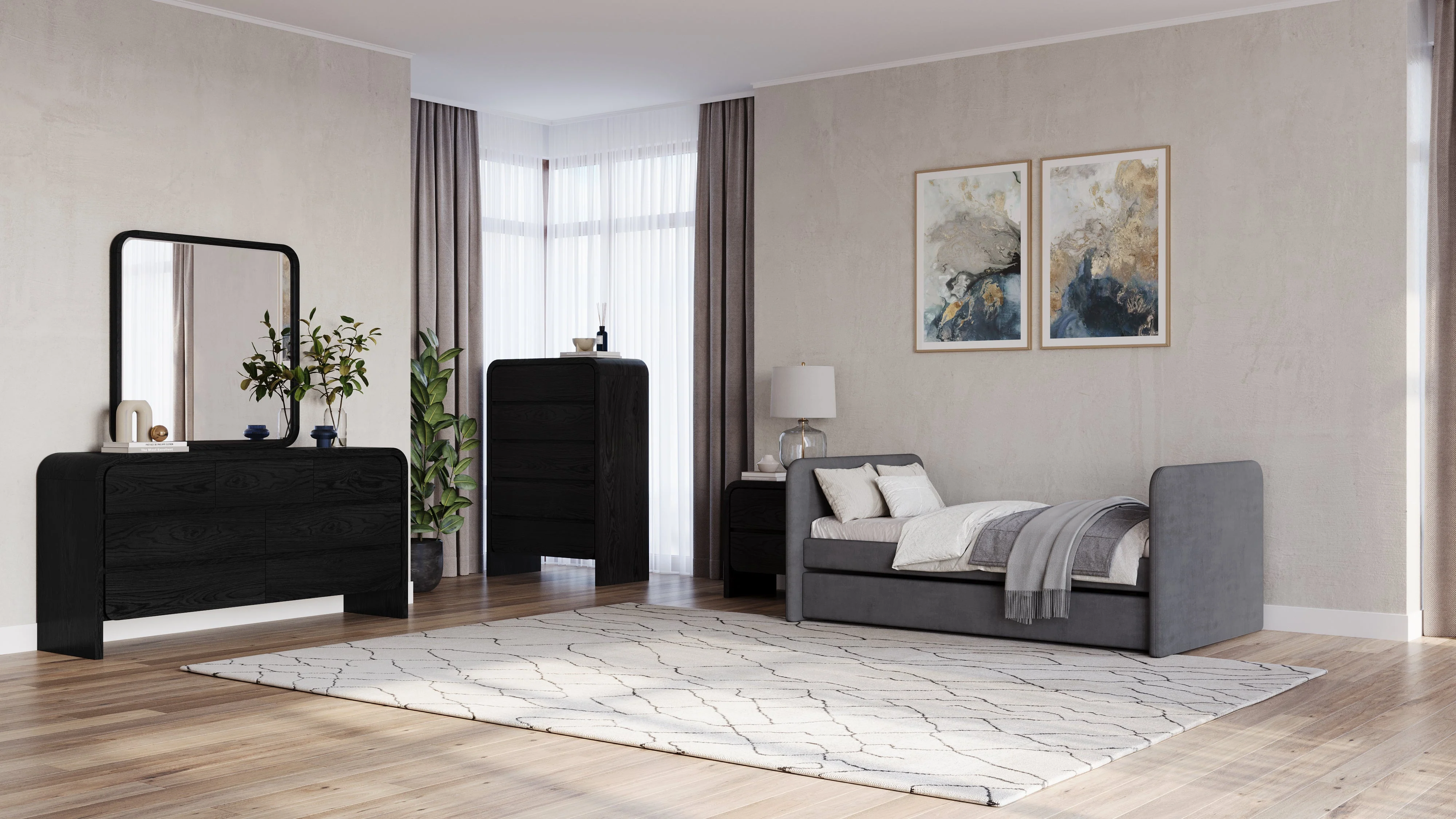 Elora Five Drawer Chest in Jet Black Ash - Image 5