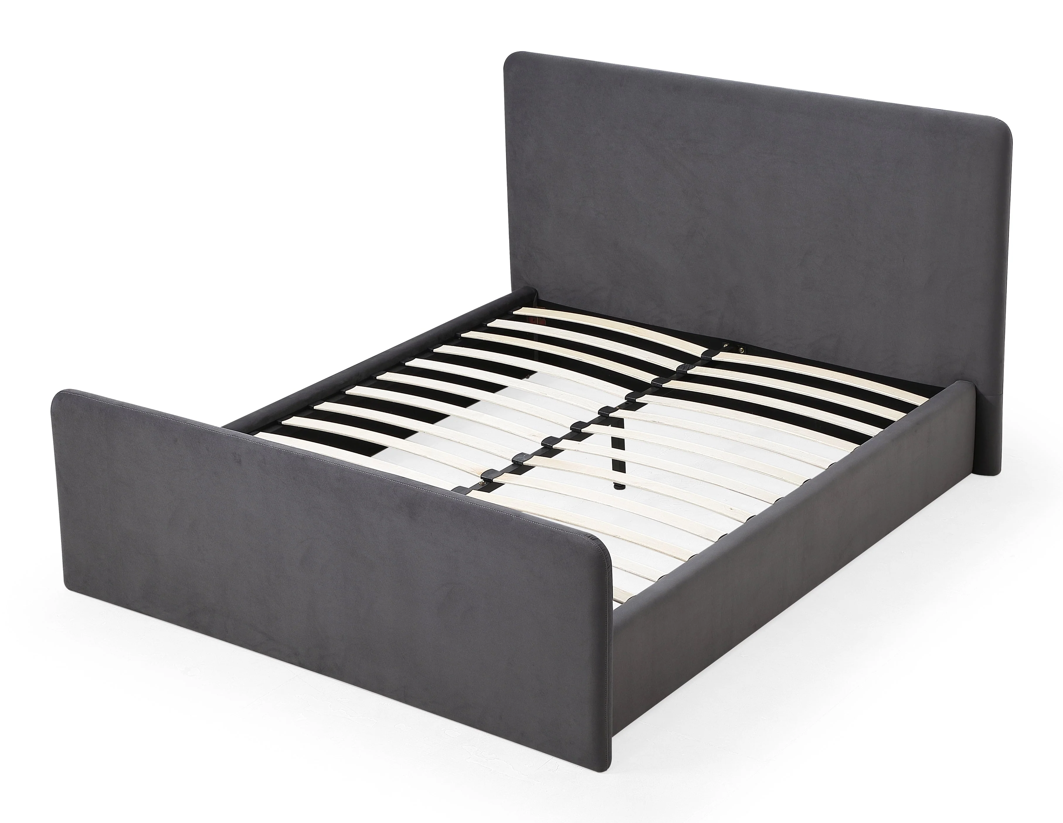Elora Fully Upholstered Queen Platform Bed in Charcoal Velvet - Image 6