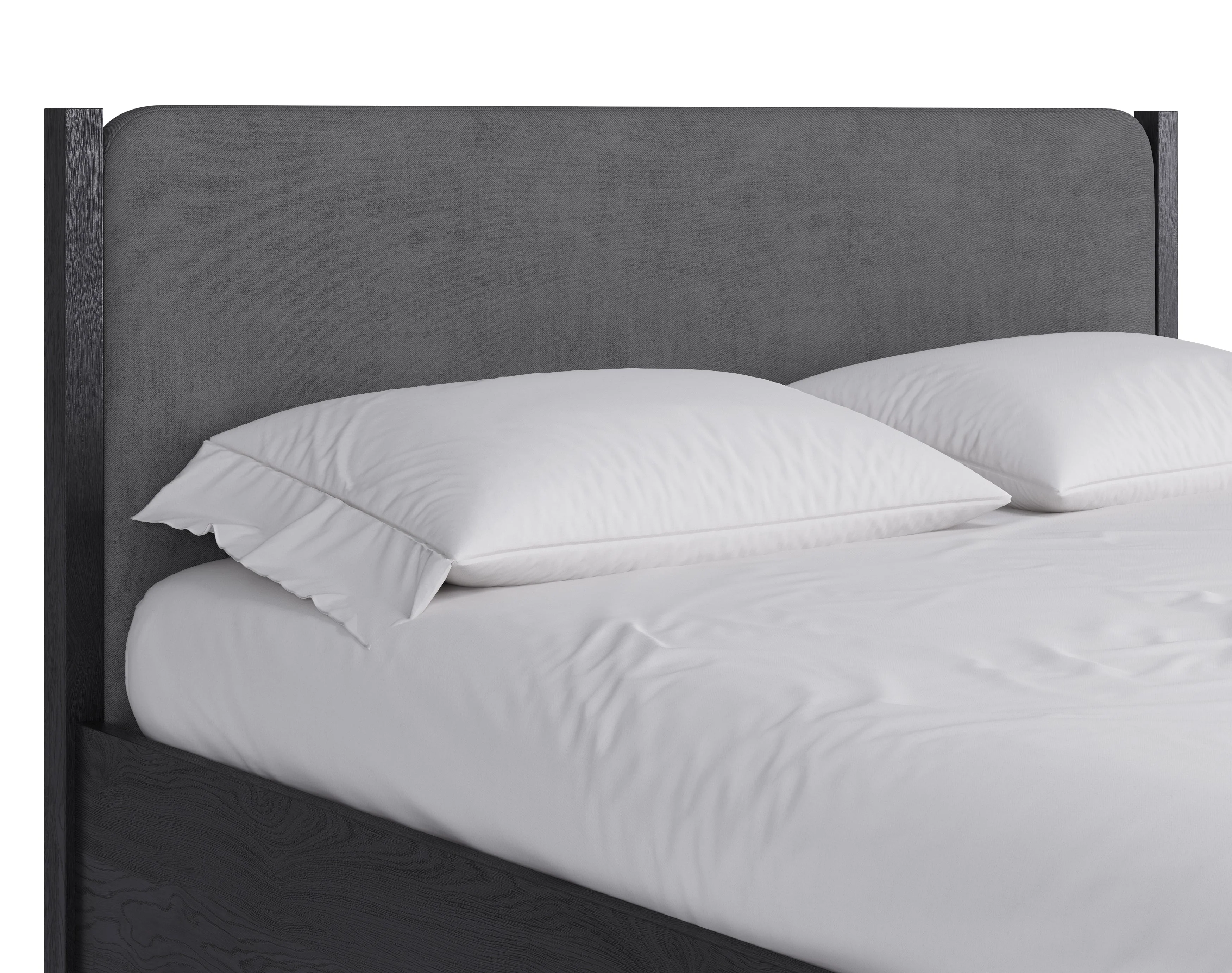Elora Wood and Velvet Eastern King Upholstered Bed in Jet and Charcoal - Image 3