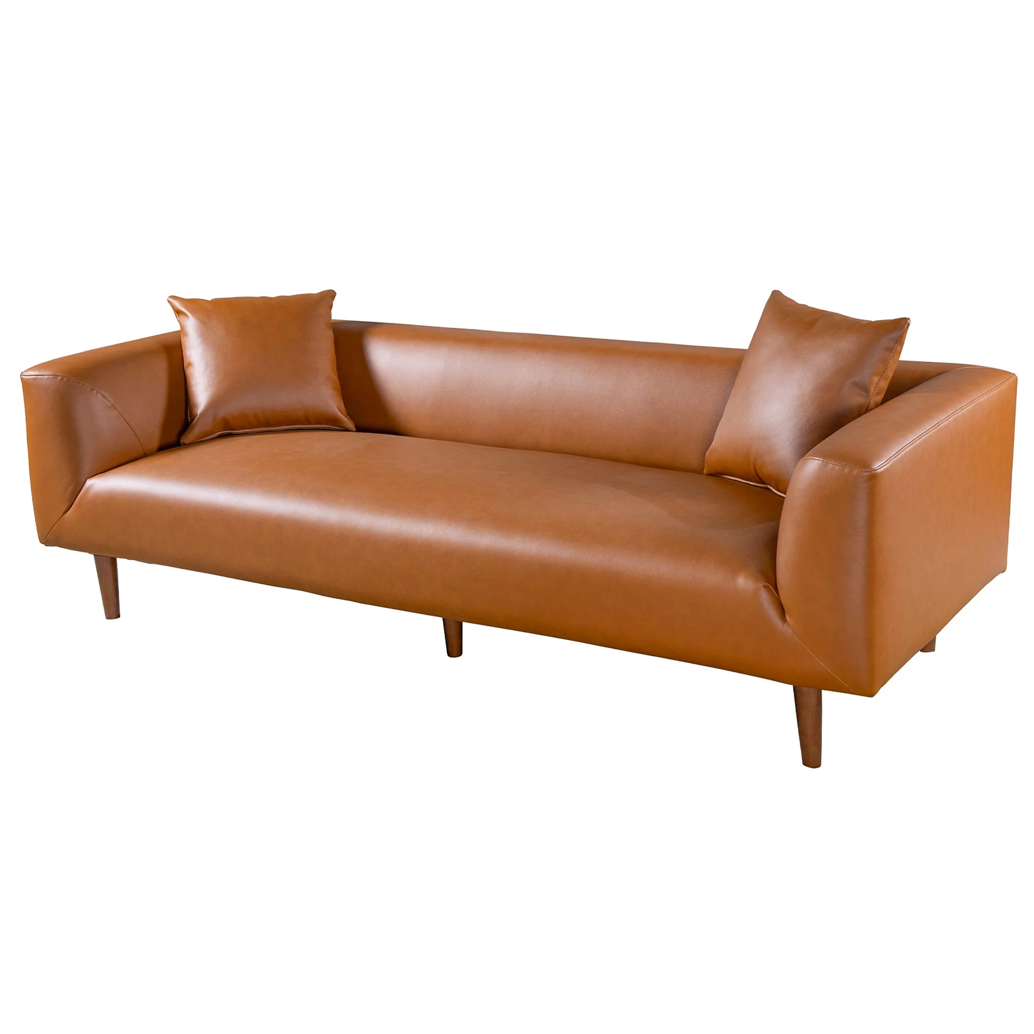 Elwood Cognac Vegan Leather Sofa - Image 3