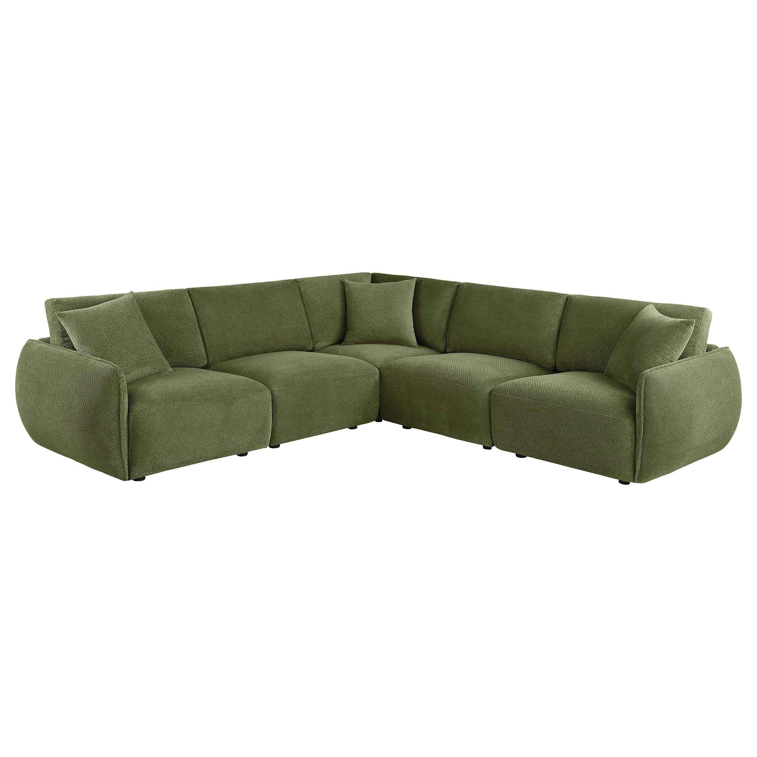 Elysia Green 5-piece Chenille Upholstered Modular Sectional Sofa