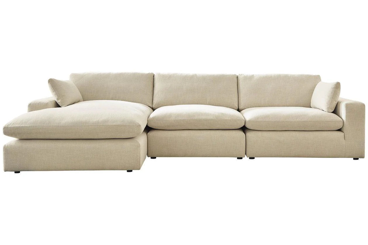 Elyza Linen 3-Piece Left Arm Facing Chaise Sectional