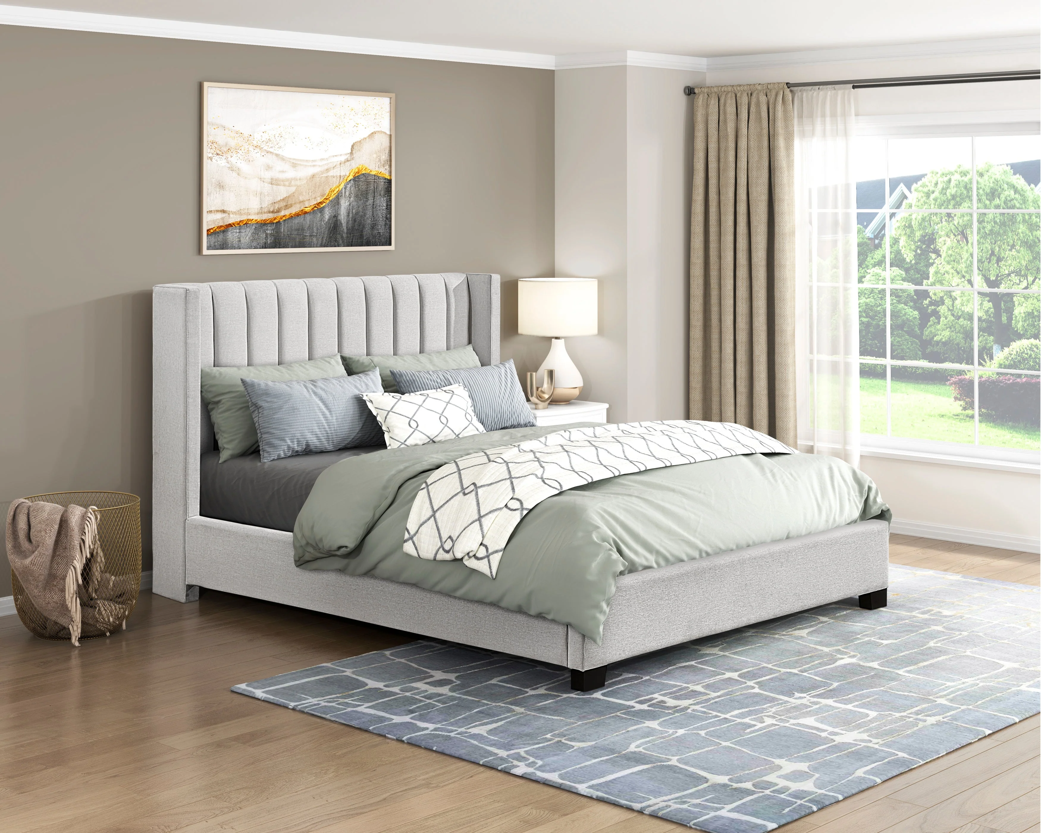 Emerson Beige Upholstered Queen Bed - Image 10