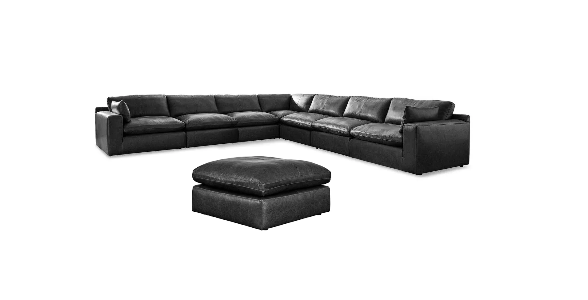 Emilia Black Leather 7-Piece Modular Sectional - Image 4